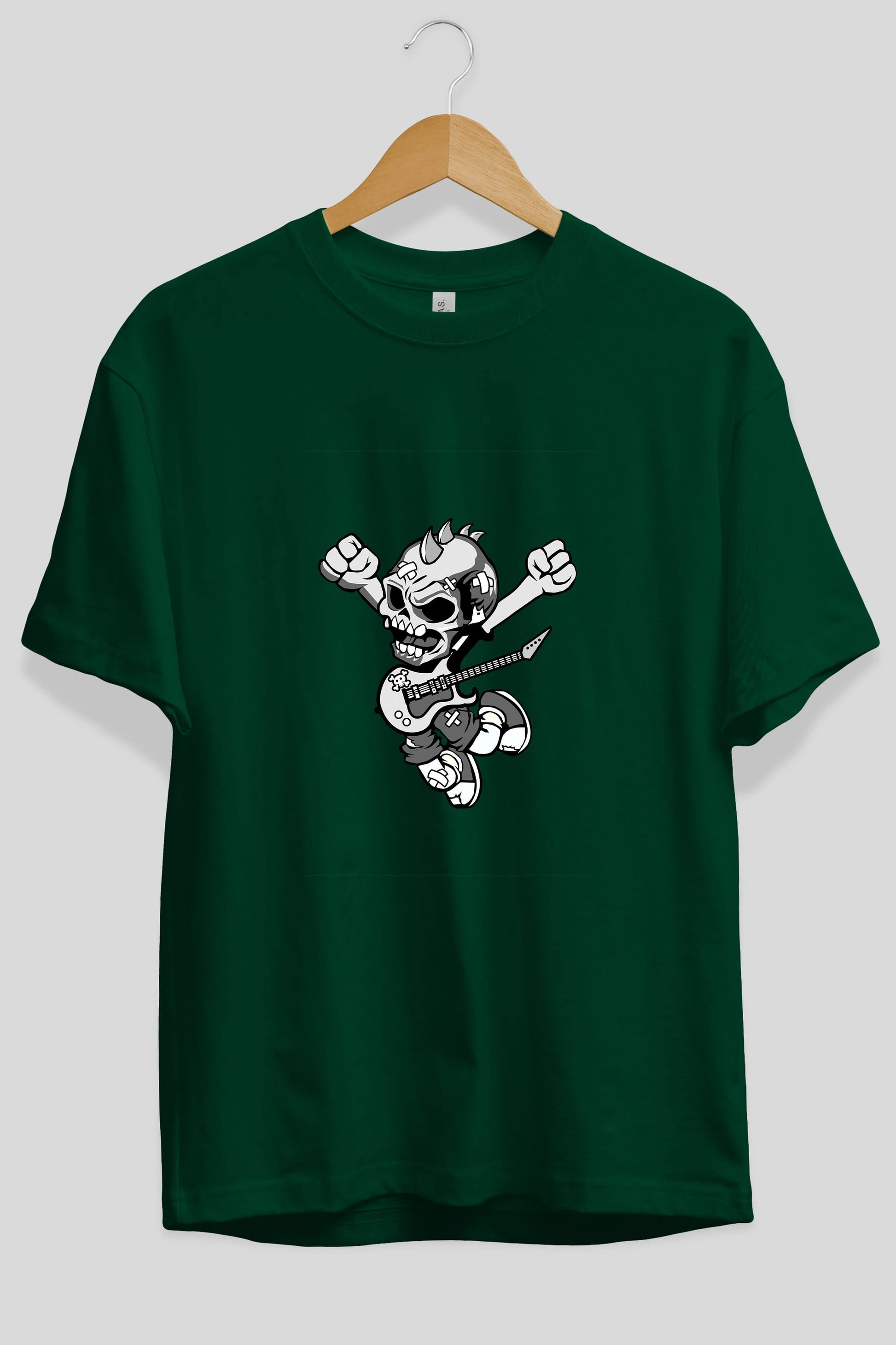 Punk Rocker Metal Guitar Ön Baskılı Oversize t-shirt Erkek Kadın Unisex %100 Pamuk tişort