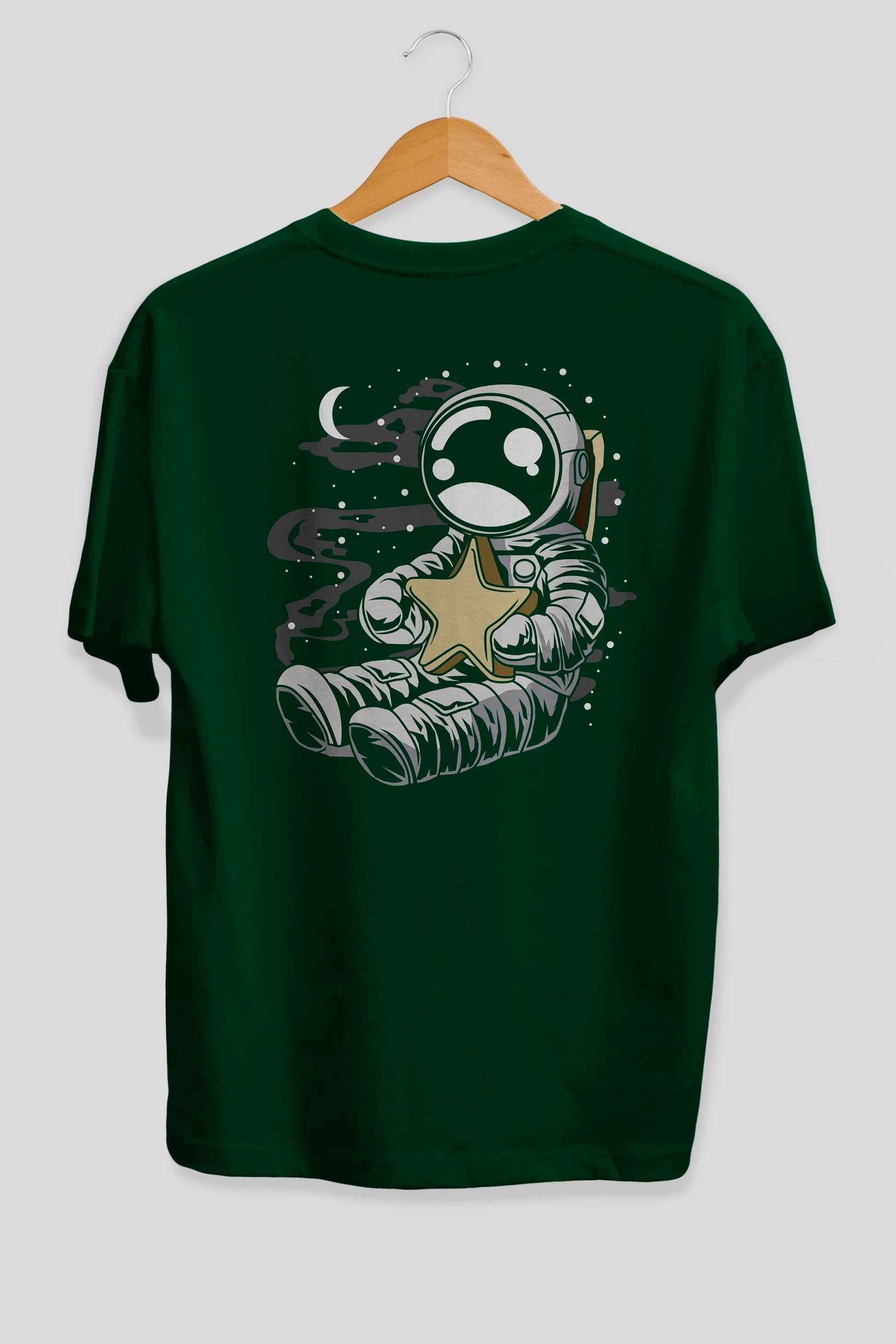 Astronaut Holding The Star Arka Baskılı Oversize t-shirt Erkek Kadın Unisex
