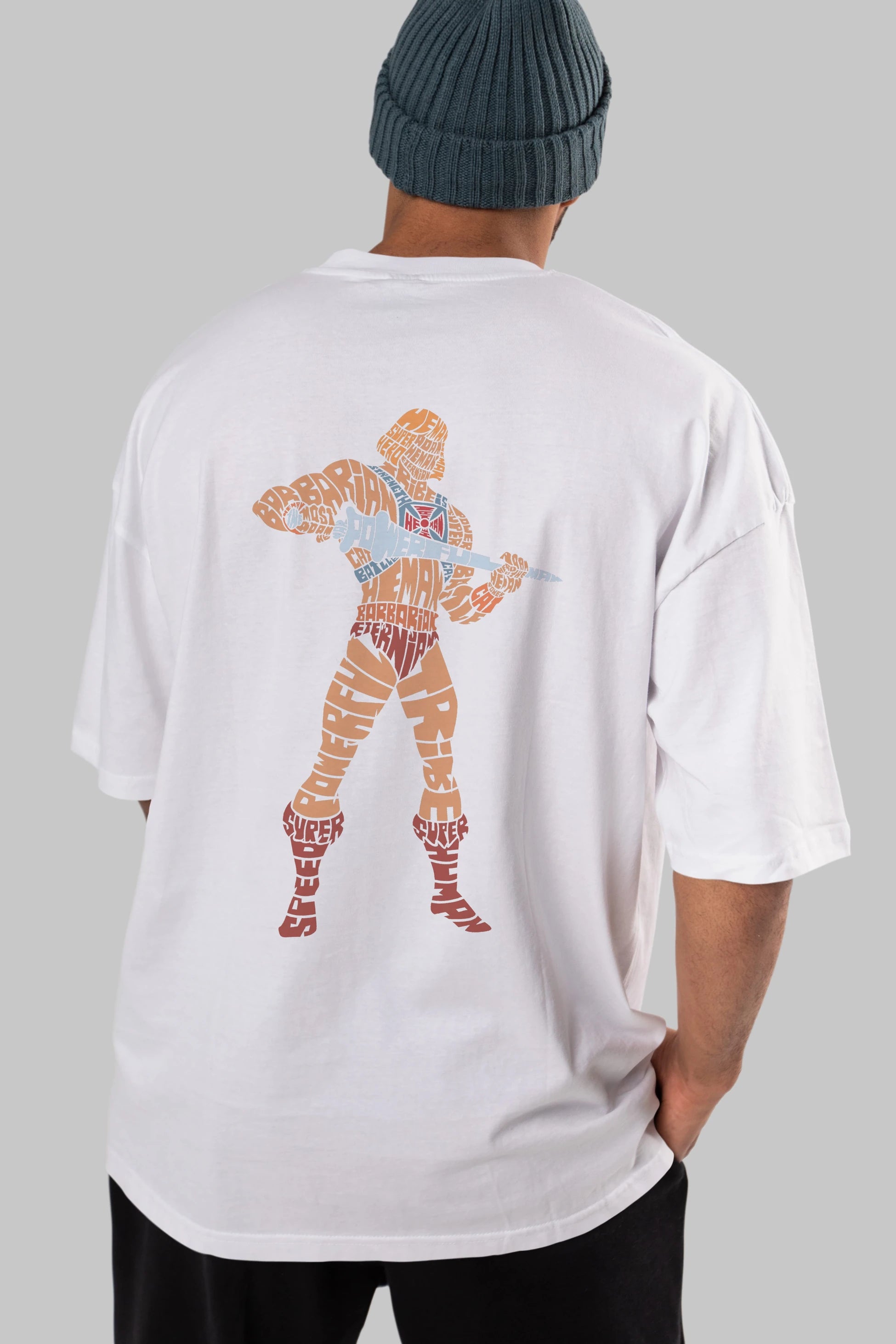 Heman Arka Baskılı Oversize t-shirt %100 pamuk Erkek Kadın Unisex