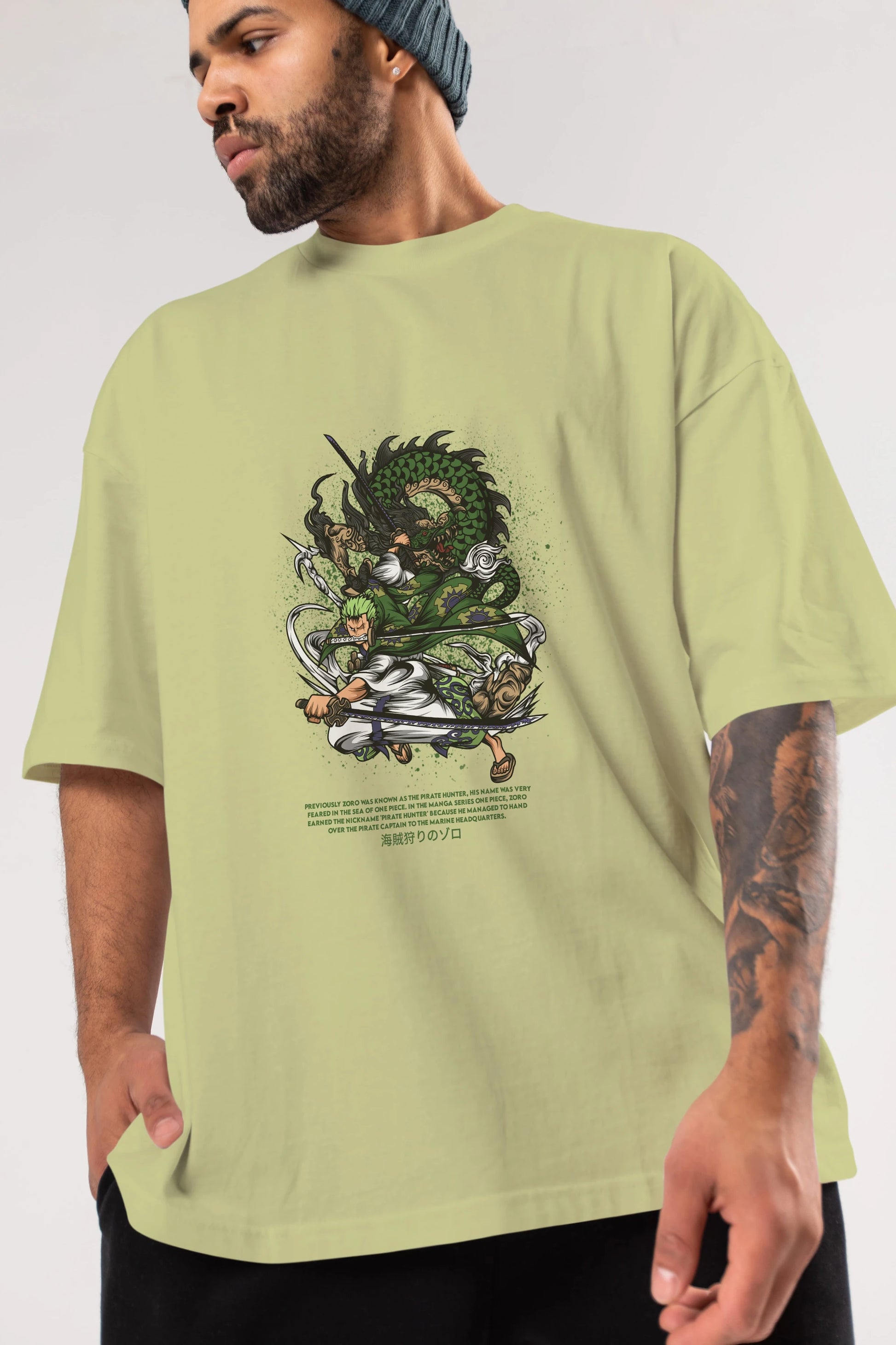 Zoro Anime Ön Baskılı Oversize t-shirt %100 pamuk Erkek Kadın Unisex