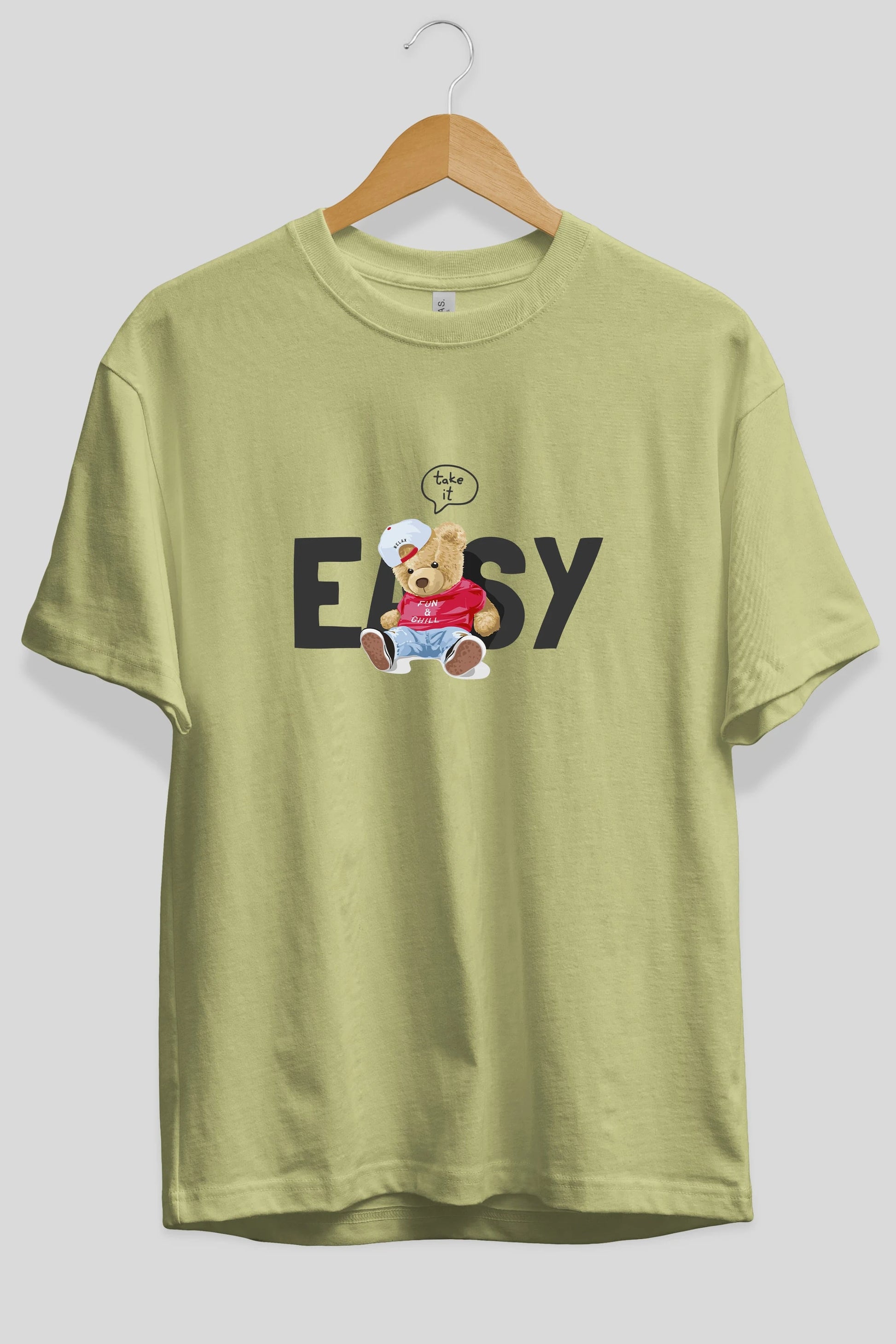 Teddy Bear Easy Ön Baskılı Oversize t-shirt Erkek Kadın Unisex %100 Pamuk