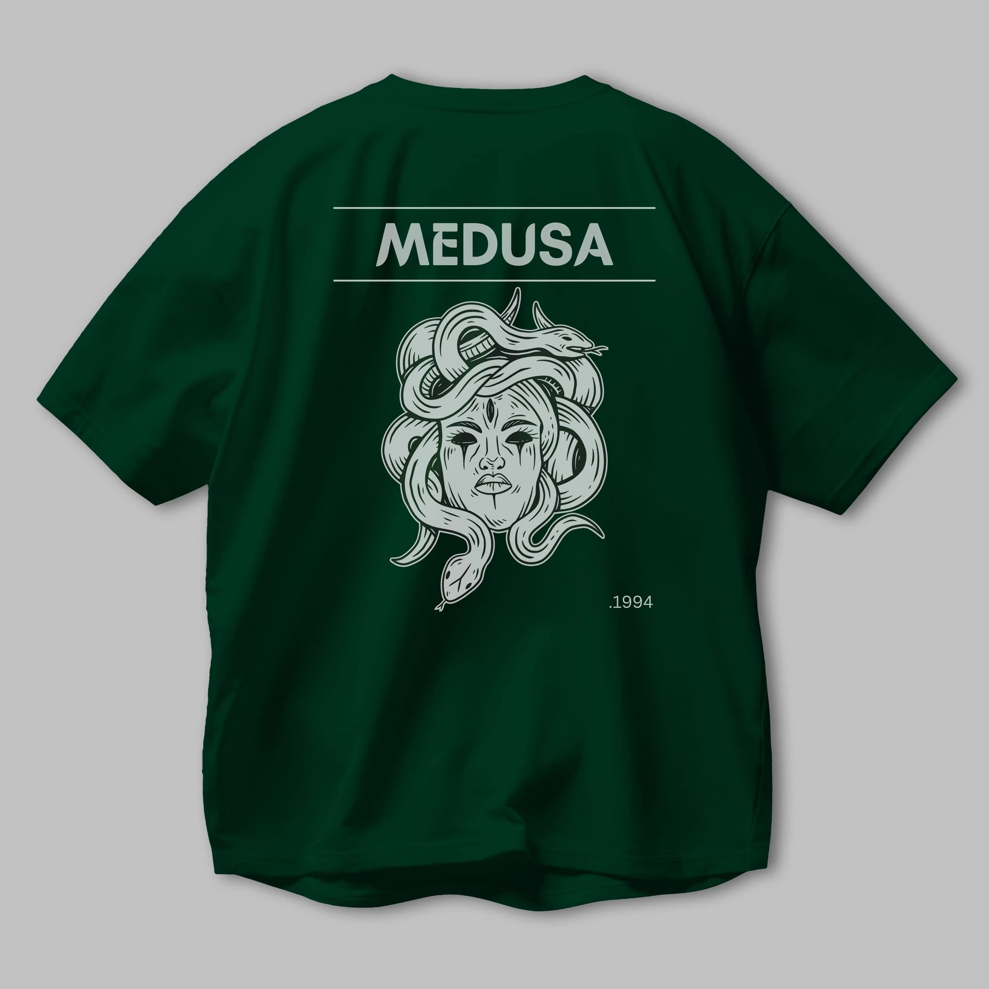 Medusa Arka Baskılı Oversize t-shirt Erkek Kadın Unisex