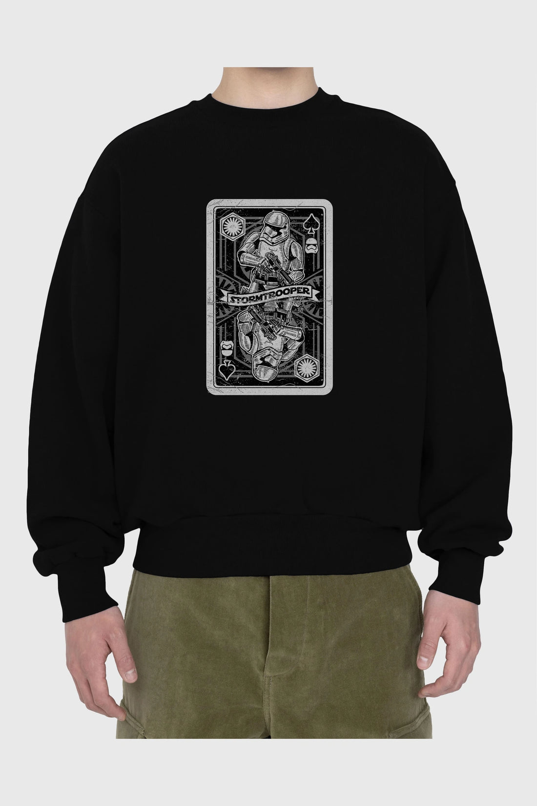 Stormtrooper Playing Card Ön Baskılı Oversize Sweatshirt Erkek Kadın Unisex