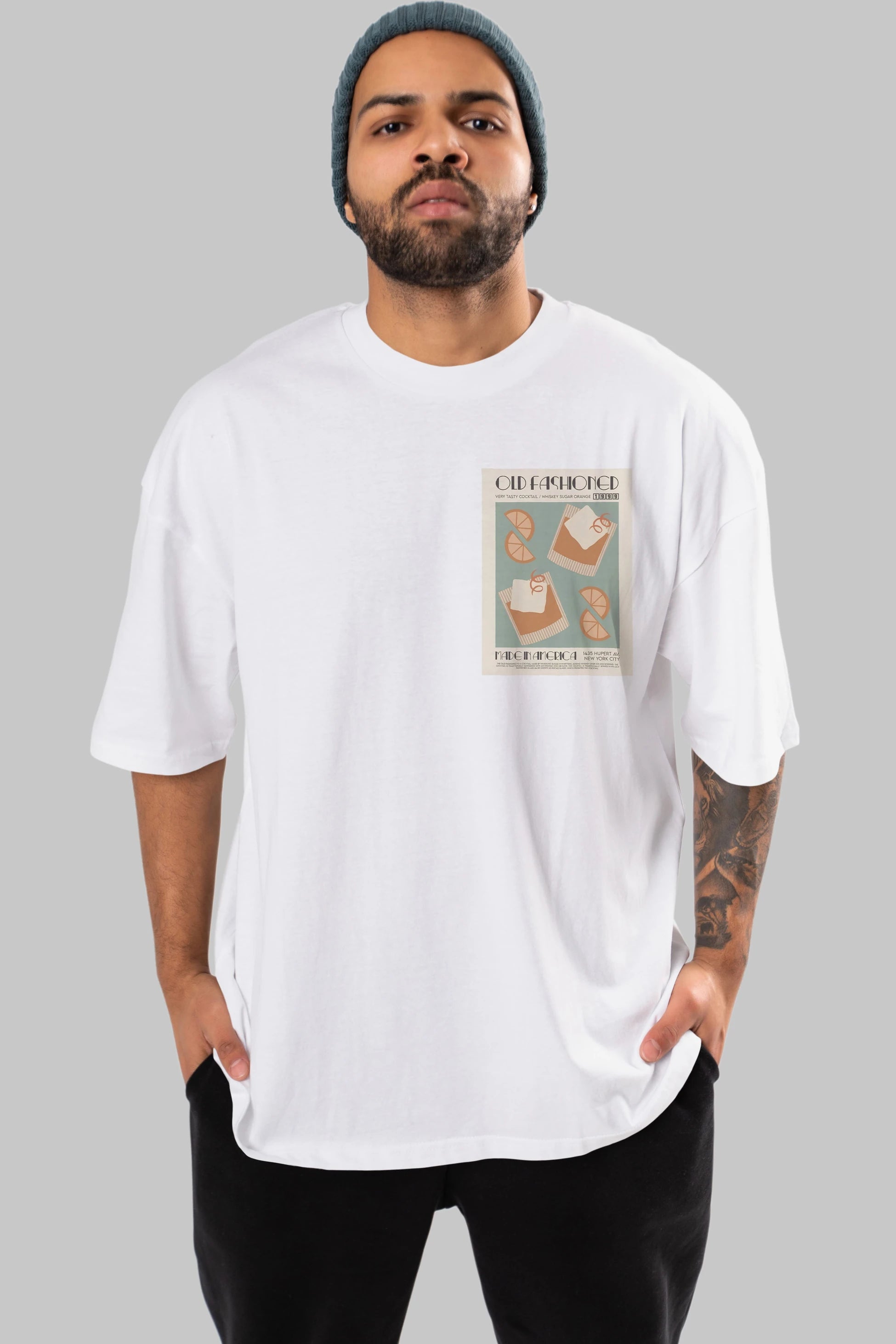 Old Fashioned 2 Ön Sol Baskılı Oversize t-shirt Erkek Kadın Unisex %100 Pamuk Bisiklet Yaka tişort