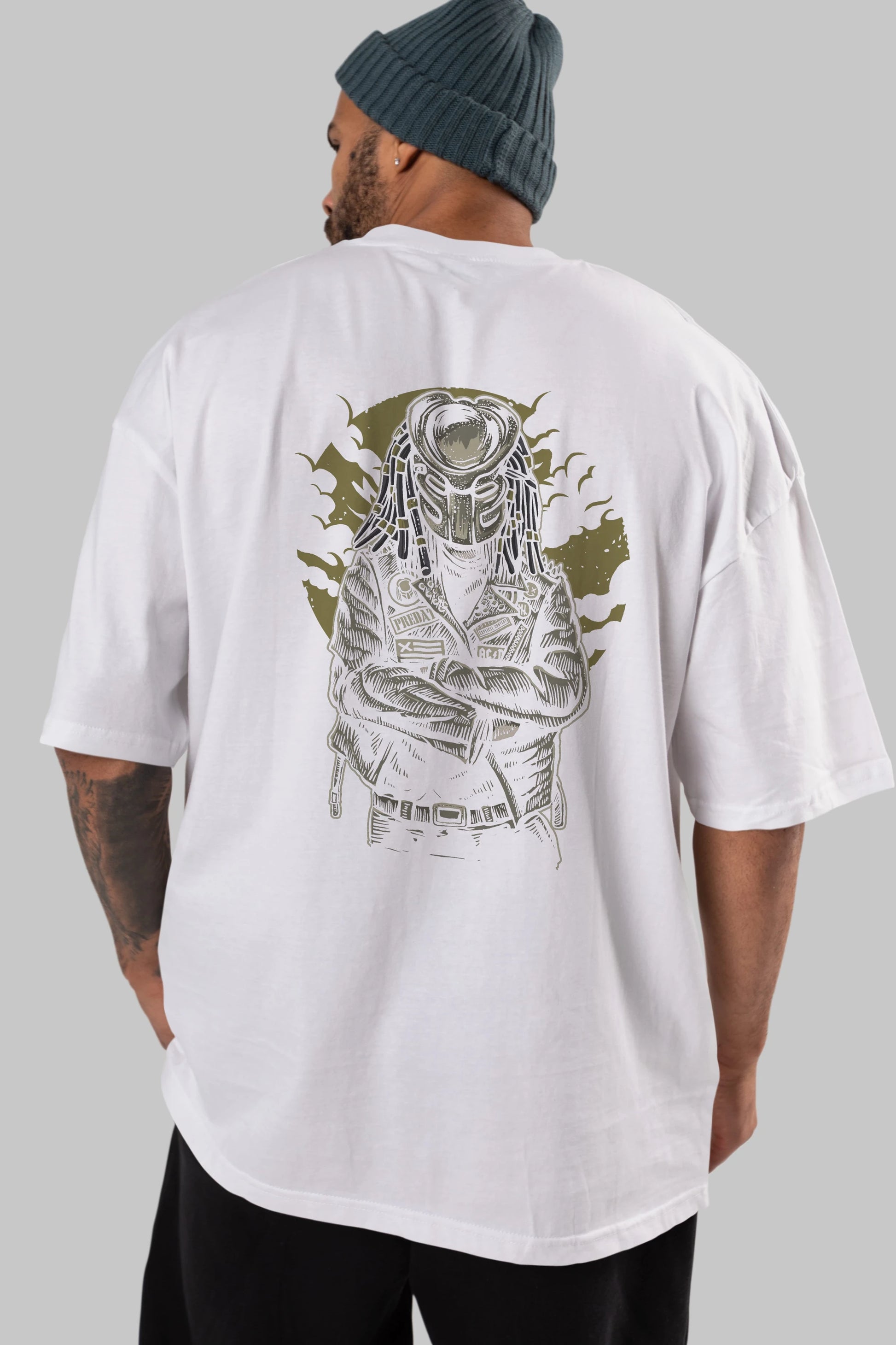 Predator Arka Baskılı Oversize t-shirt Erkek Kadın Unisex %100 Pamuk