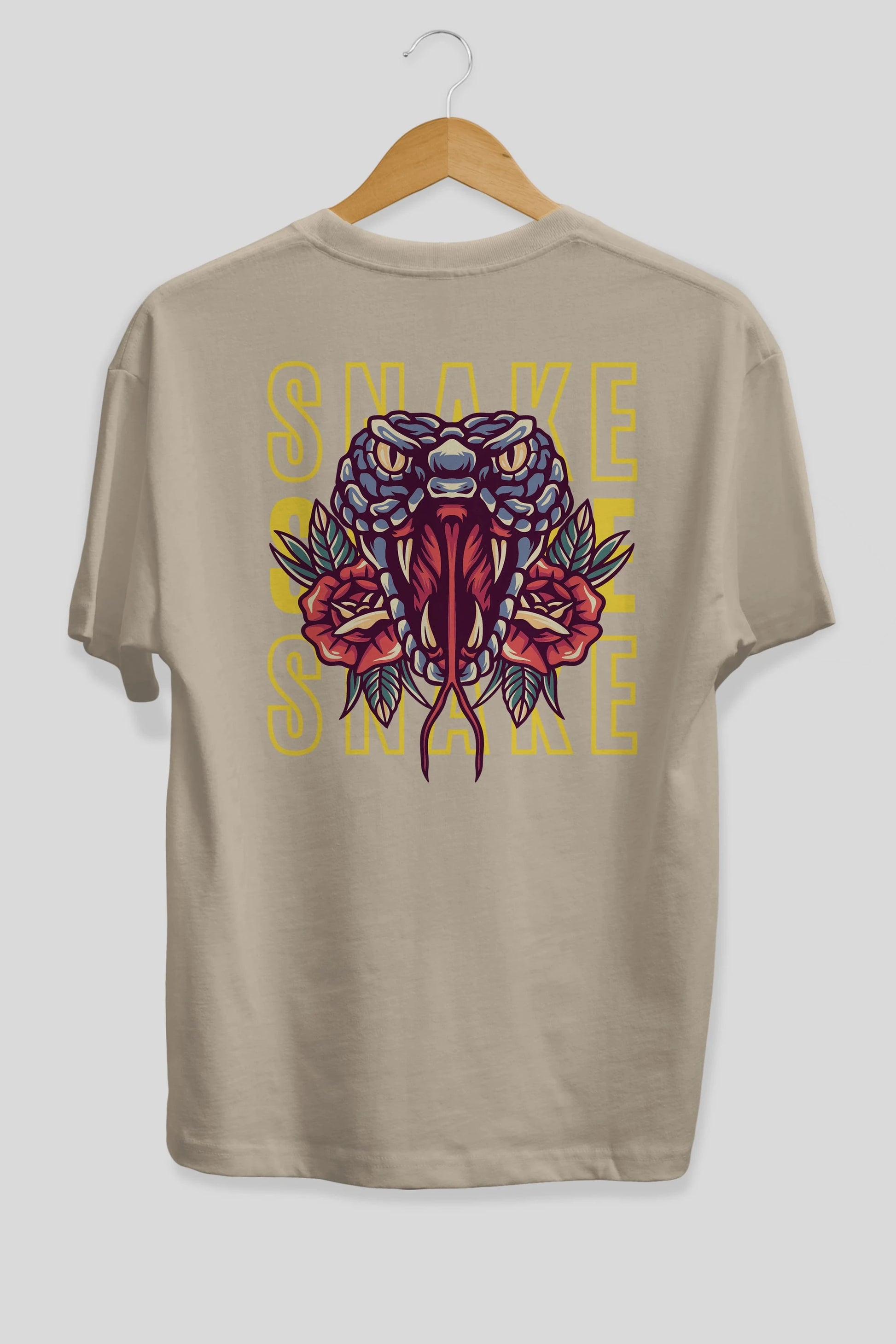 Snake Arka Baskılı Oversize t-shirt Erkek Kadın Unisex