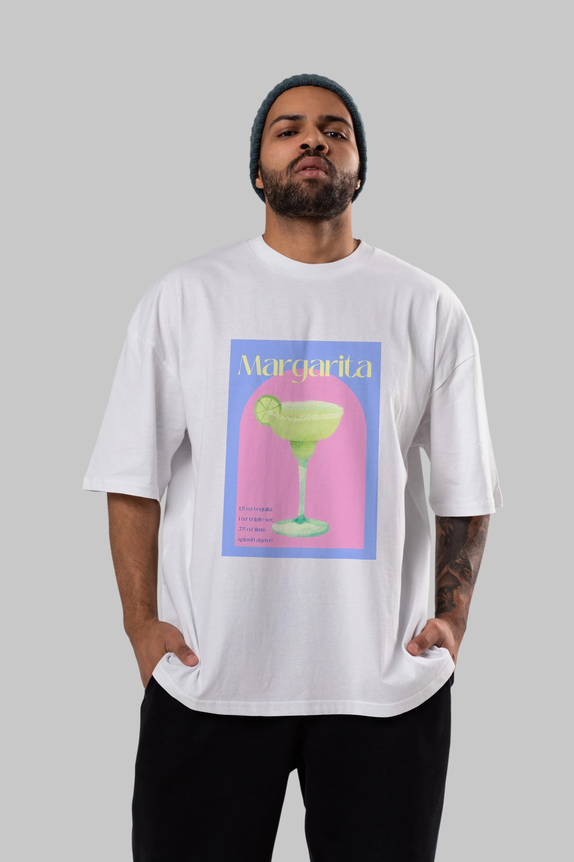 Margarita 6 Ön Baskılı Oversize t-shirt Erkek Kadın Unisex %100 Pamuk Bisiklet Yaka tişort