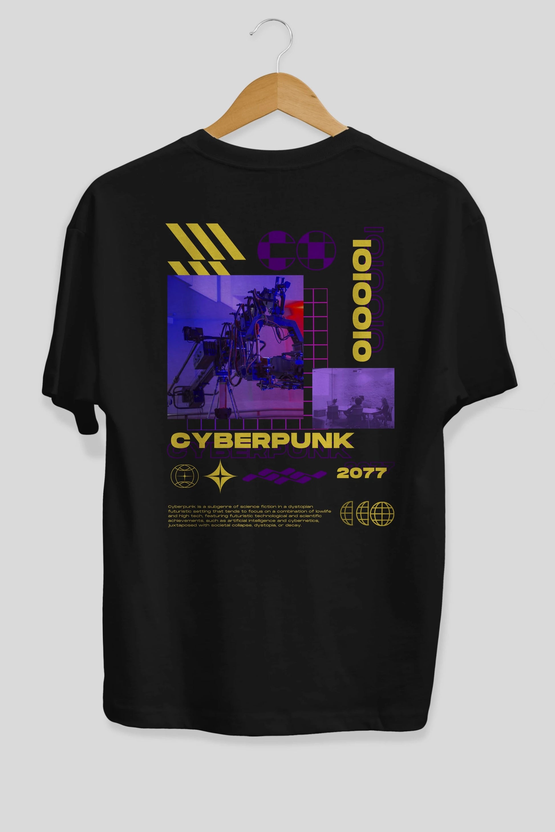 Cyberpunk Yazılı Arka Baskılı Oversize t-shirt Erkek Kadın Unisex