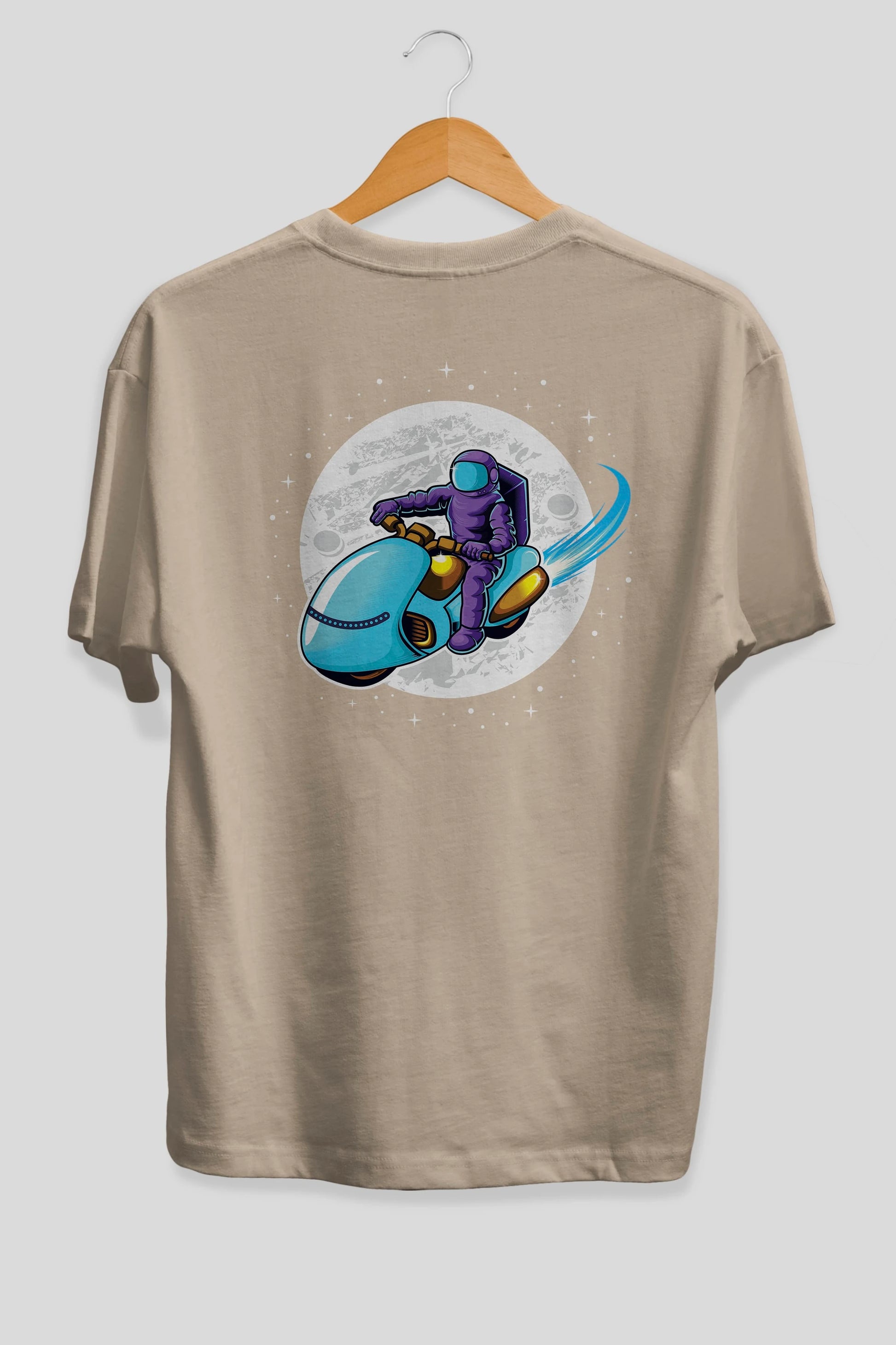 Astrorider in Space Arka Baskılı Oversize t-shirt Erkek Kadın Unisex