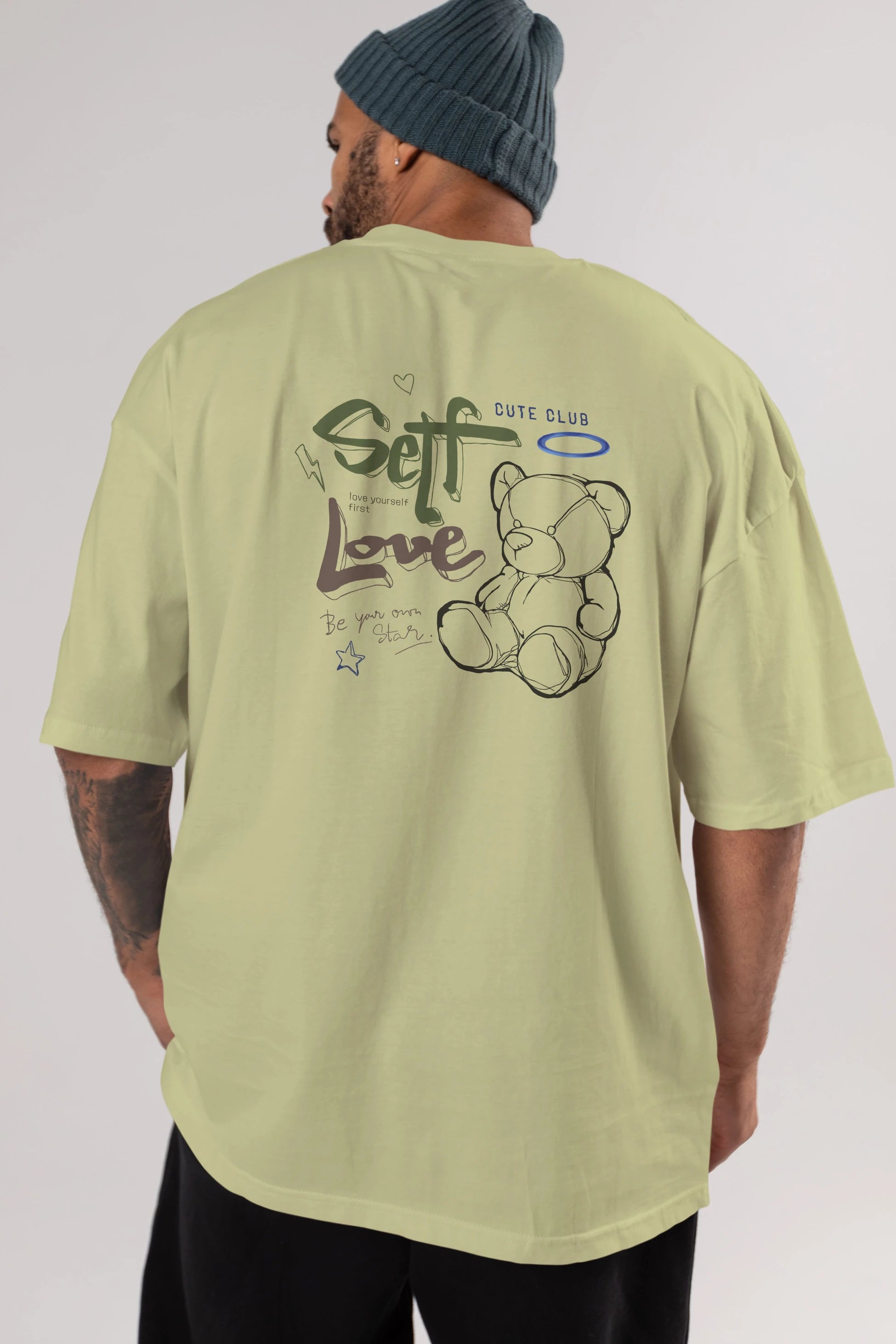 Self Love Bear Arka Baskılı Oversize t-shirt Erkek Kadın Unisex