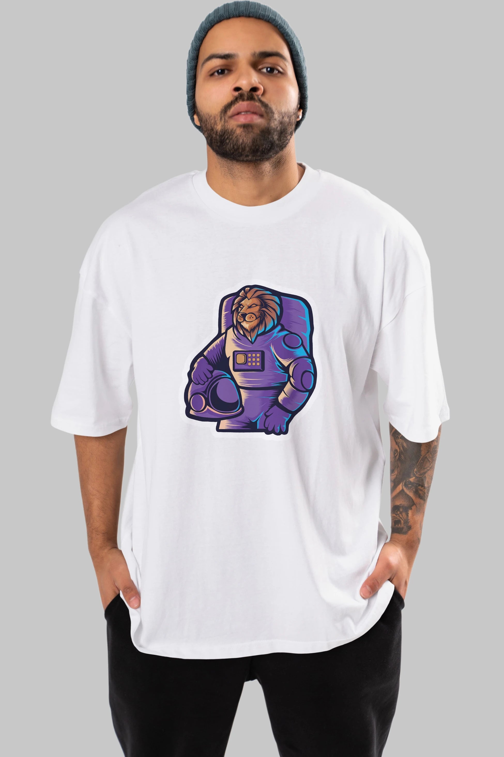 Astroking Sticker Ön Baskılı Oversize t-shirt Erkek Kadın Unisex
