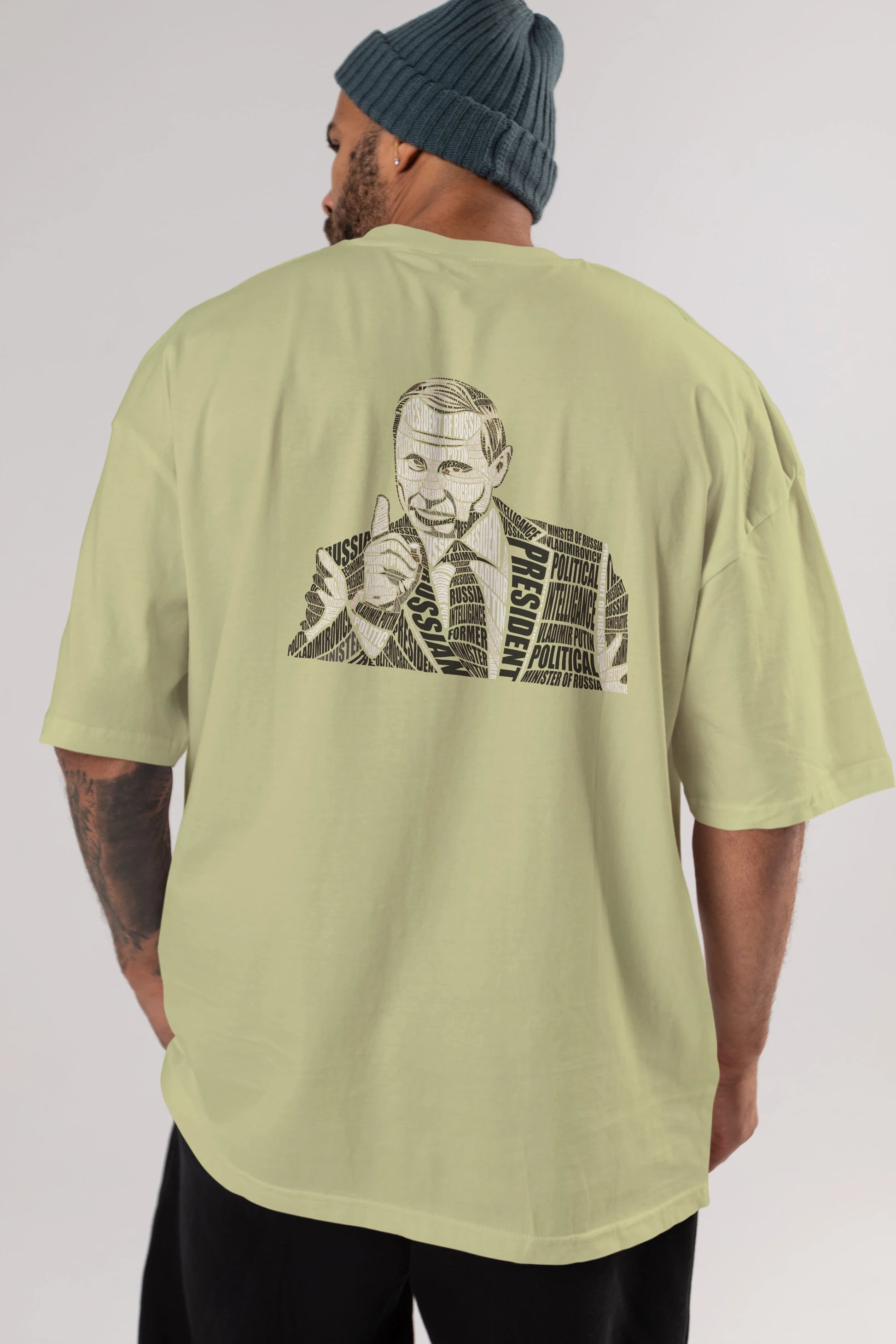 Putin Calligram Arka Baskılı Oversize t-shirt %100 pamuk Erkek Kadın Unisex