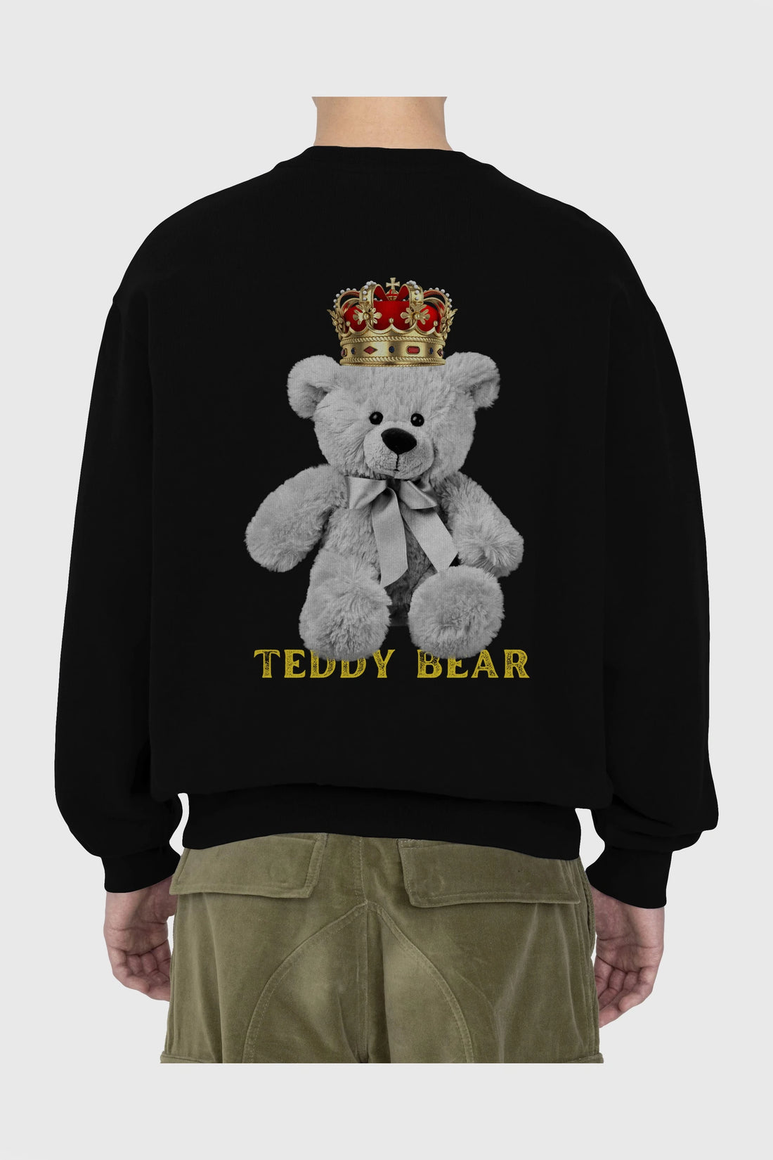 Teddy Bear Arka Baskılı Oversize Sweatshirt Erkek Kadın Unisex