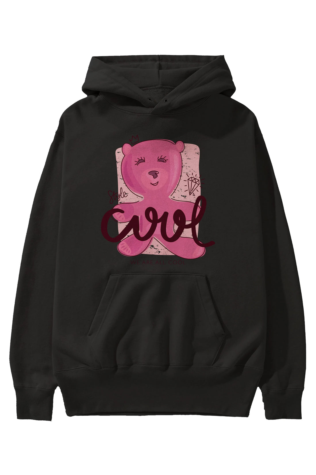 Cool Style Bear Ön Baskılı Hoodie Oversize Kapüşonlu Sweatshirt Erkek Kadın Unisex
