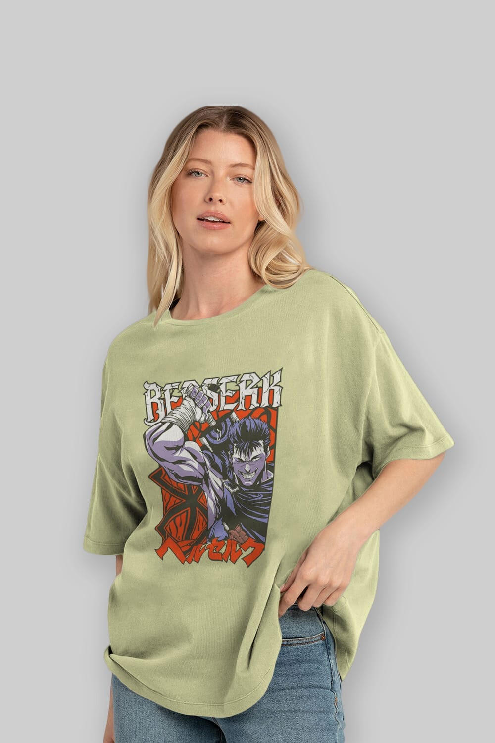 GUTS berserk Anime Ön Baskılı Oversize t-shirt %100 pamuk Erkek Kadın Unisex
