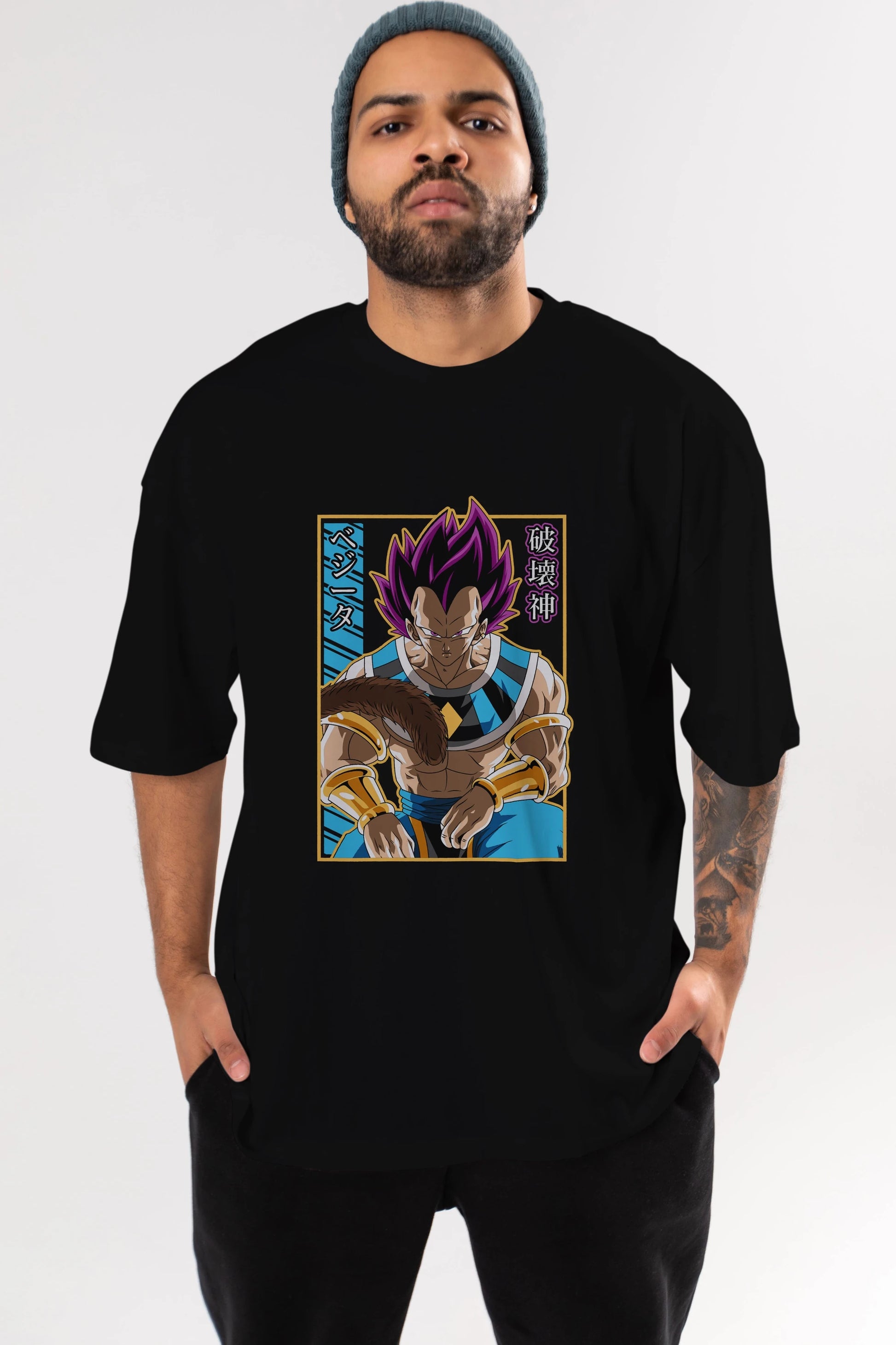 DragonBall VegetaHakaishin Anime Ön Baskılı Oversize t-shirt %100 pamuk Erkek Kadın Unisex