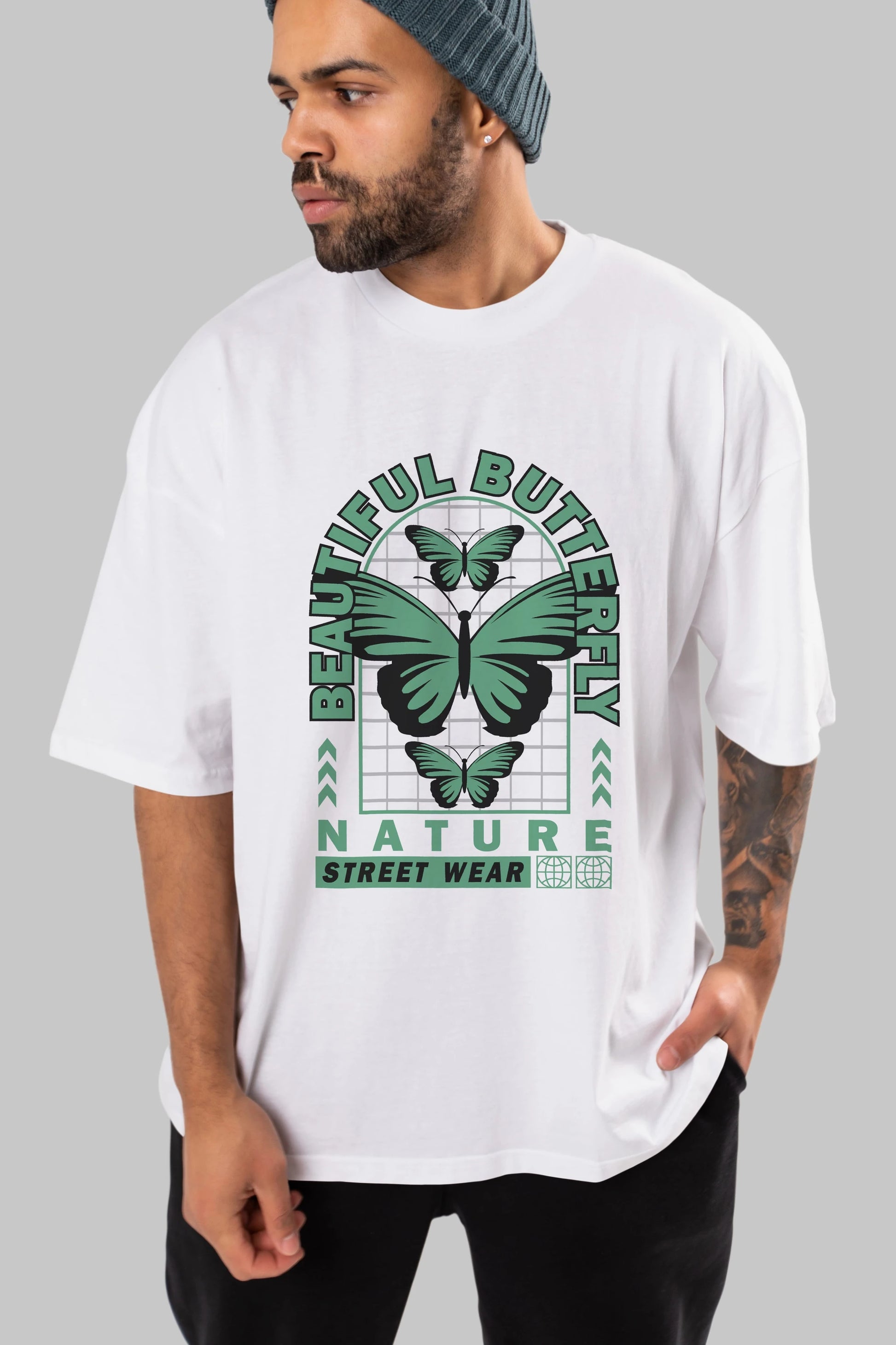 Beautiful Butterfly Ön Baskılı Oversize t-shirt Erkek Kadın Unisex