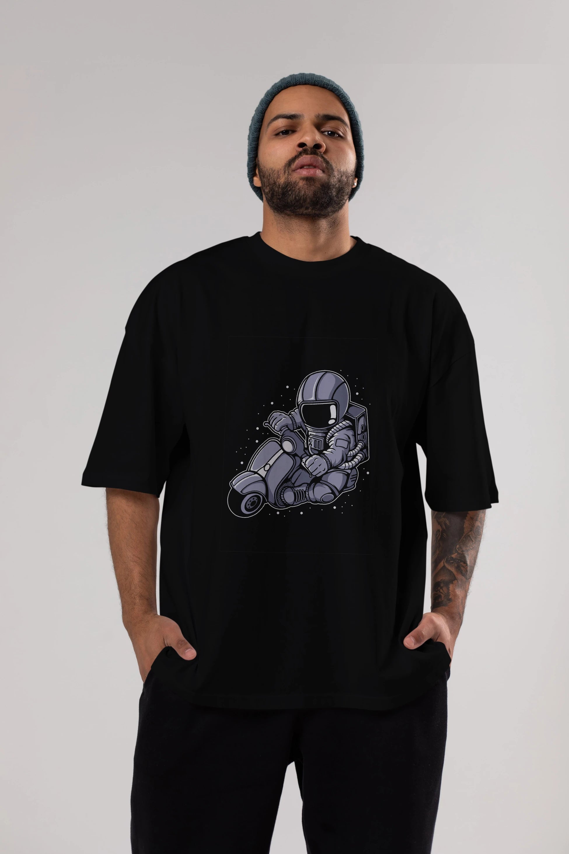 Astronaut Scooter (2) Ön Baskılı Oversize t-shirt Erkek Kadın Unisex