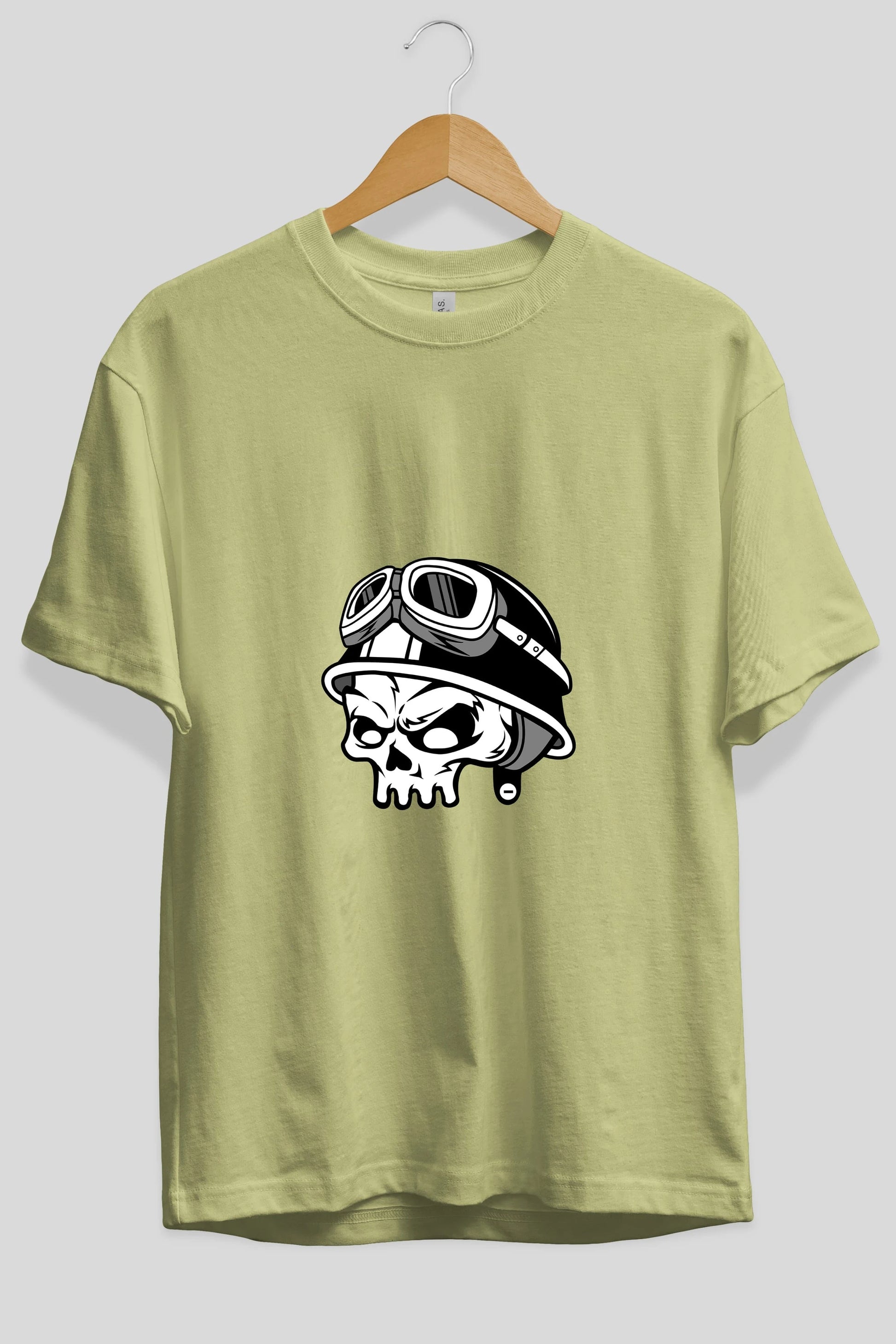 Biker Helmet Ön Baskılı Oversize t-shirt Erkek Kadın Unisex %100 Pamuk tişort