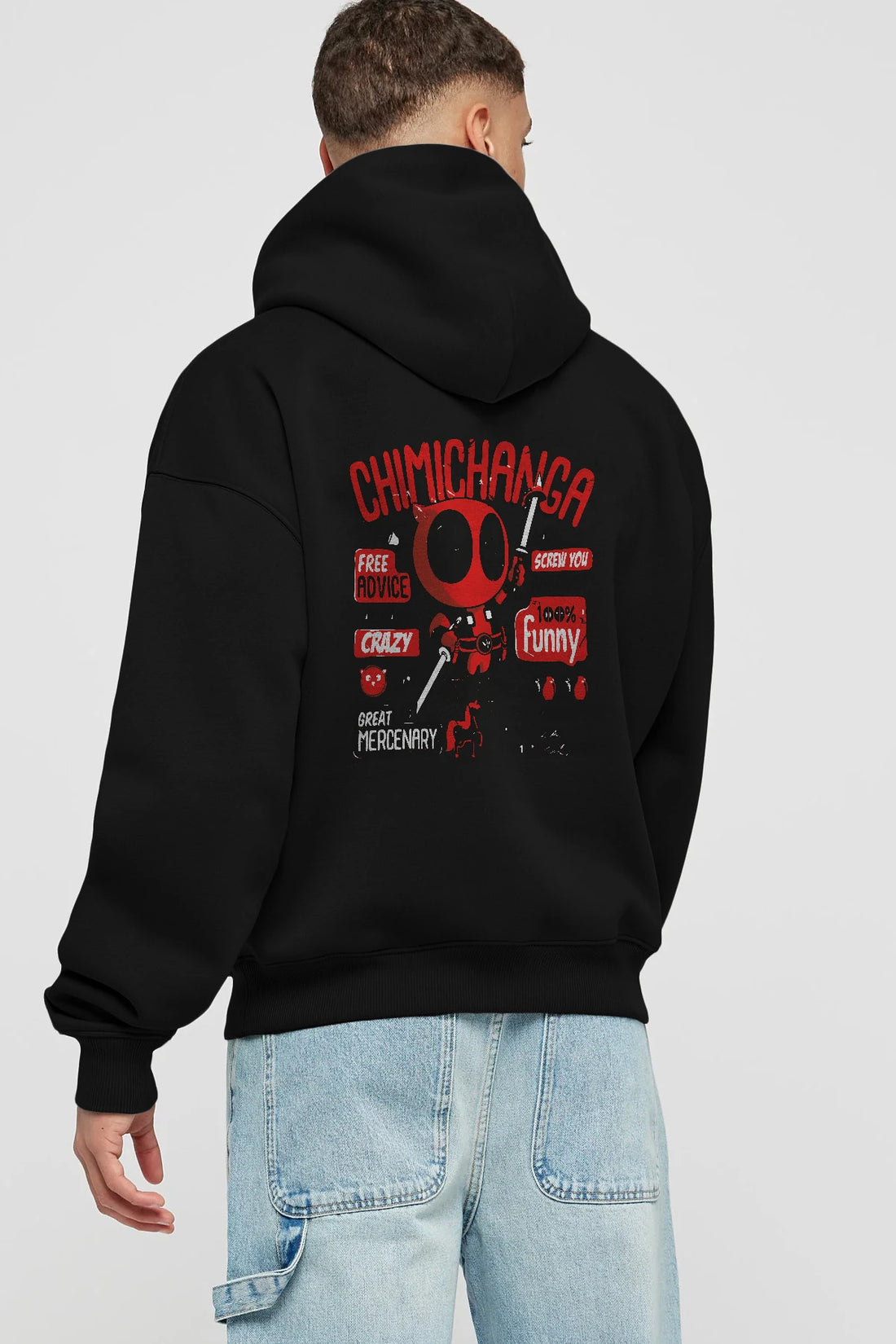 Deadpool (9) Arka Baskılı Hoodie Oversize Kapüşonlu Sweatshirt Erkek Kadın Unisex
