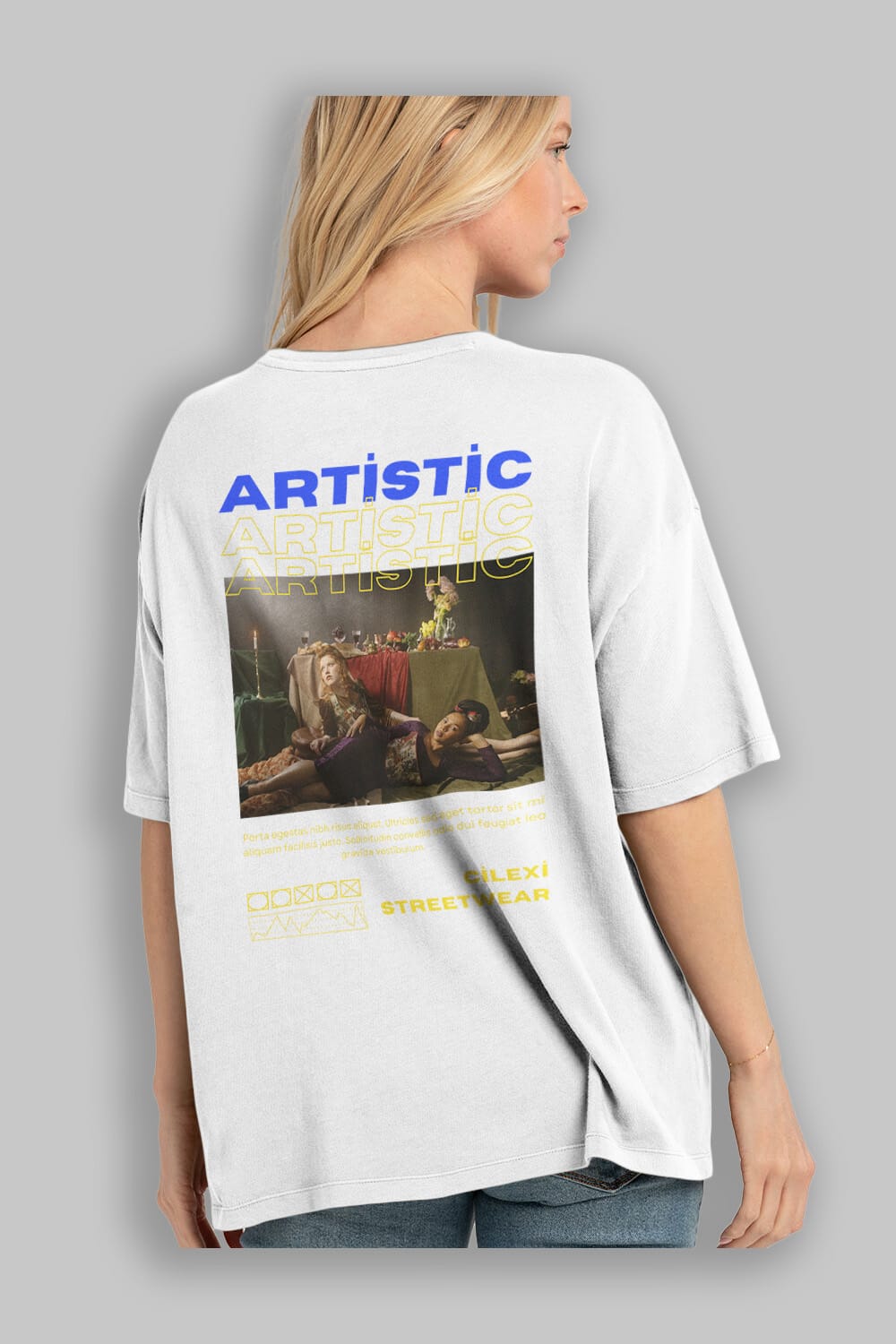 Artistic Yazılı Streetwear Arka Baskılı Oversize t-shirt Erkek Kadın Unisex