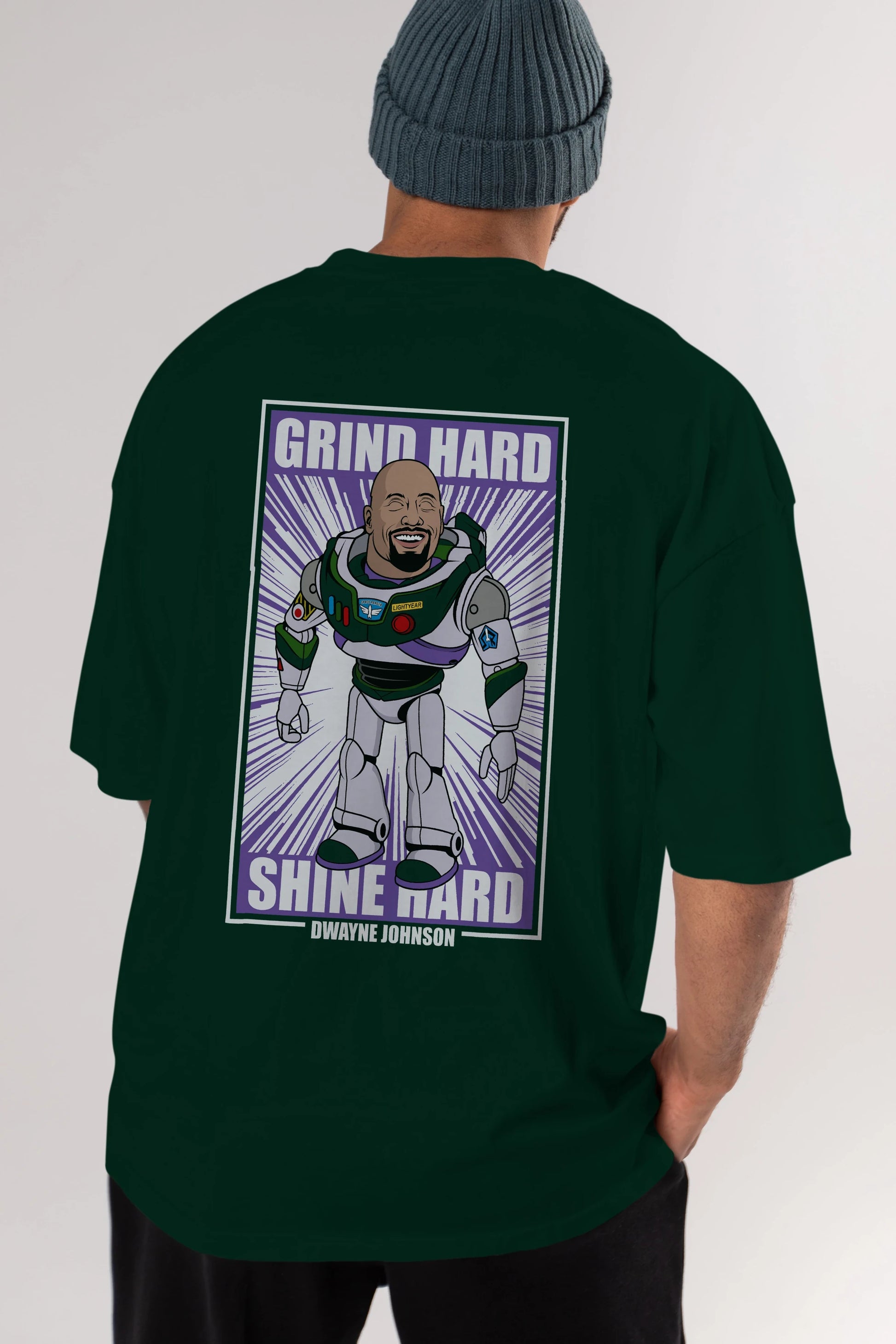 Dwayne Johnson Buzz Lightyear Arka Baskılı Oversize t-shirt Erkek Kadın Unisex %100 Pamuk tişort