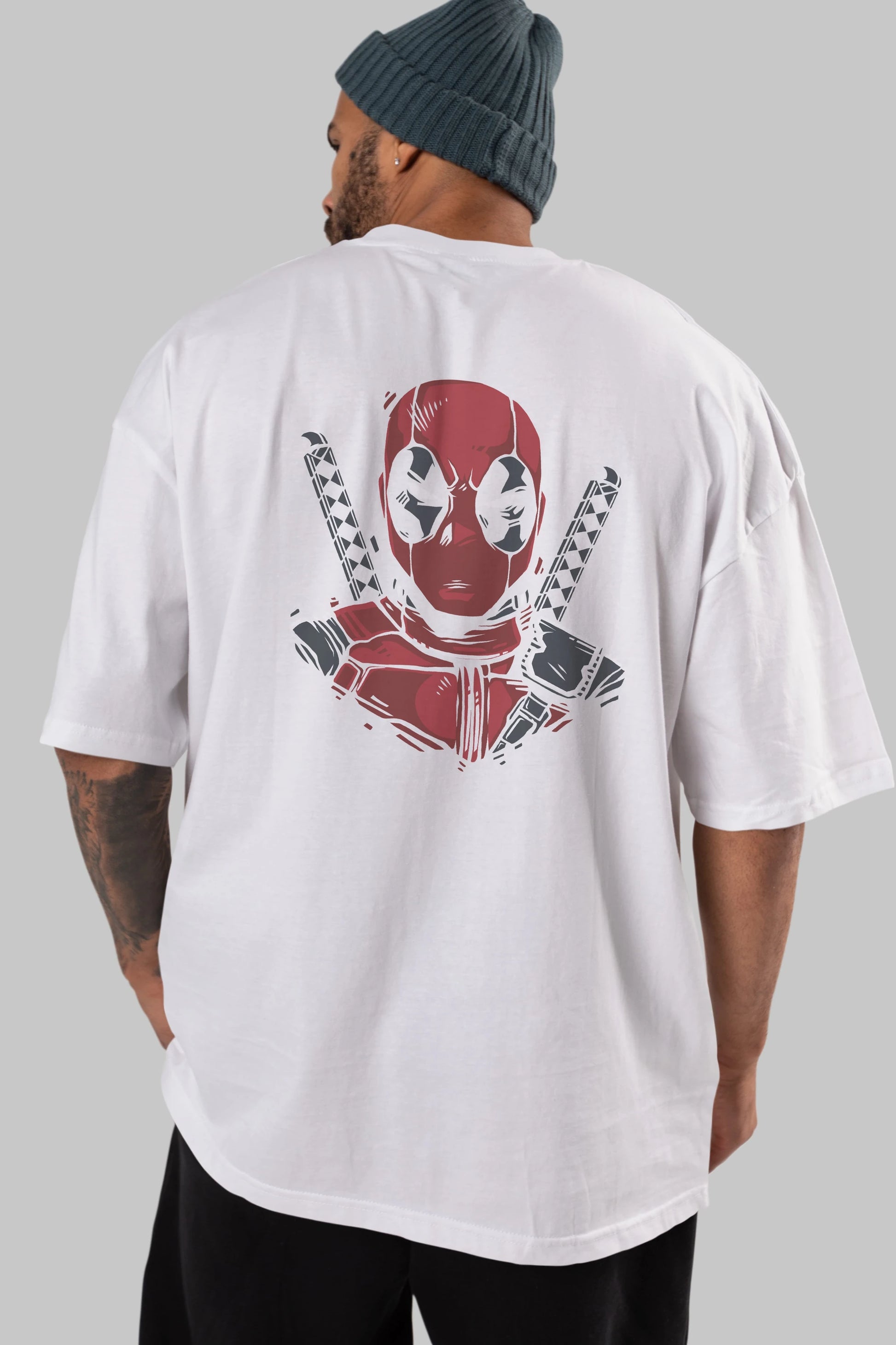 Deadpool (4) Arka Baskılı Oversize t-shirt Erkek Kadın Unisex %100 Pamuk Bisiklet Yaka tişort