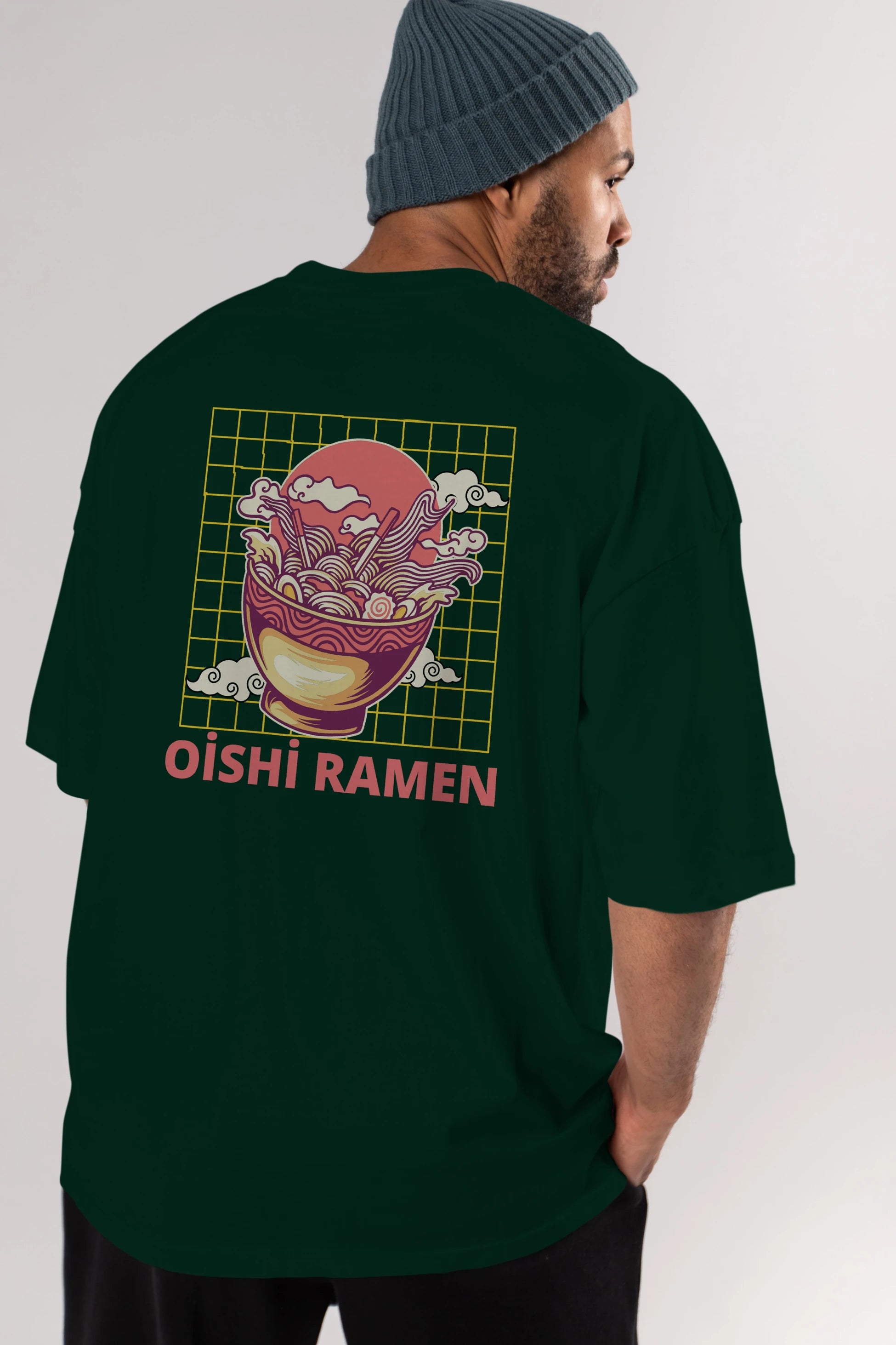 Oishi Ramen Yazılı Arka Baskılı Oversize t-shirt Erkek Kadın Unisex