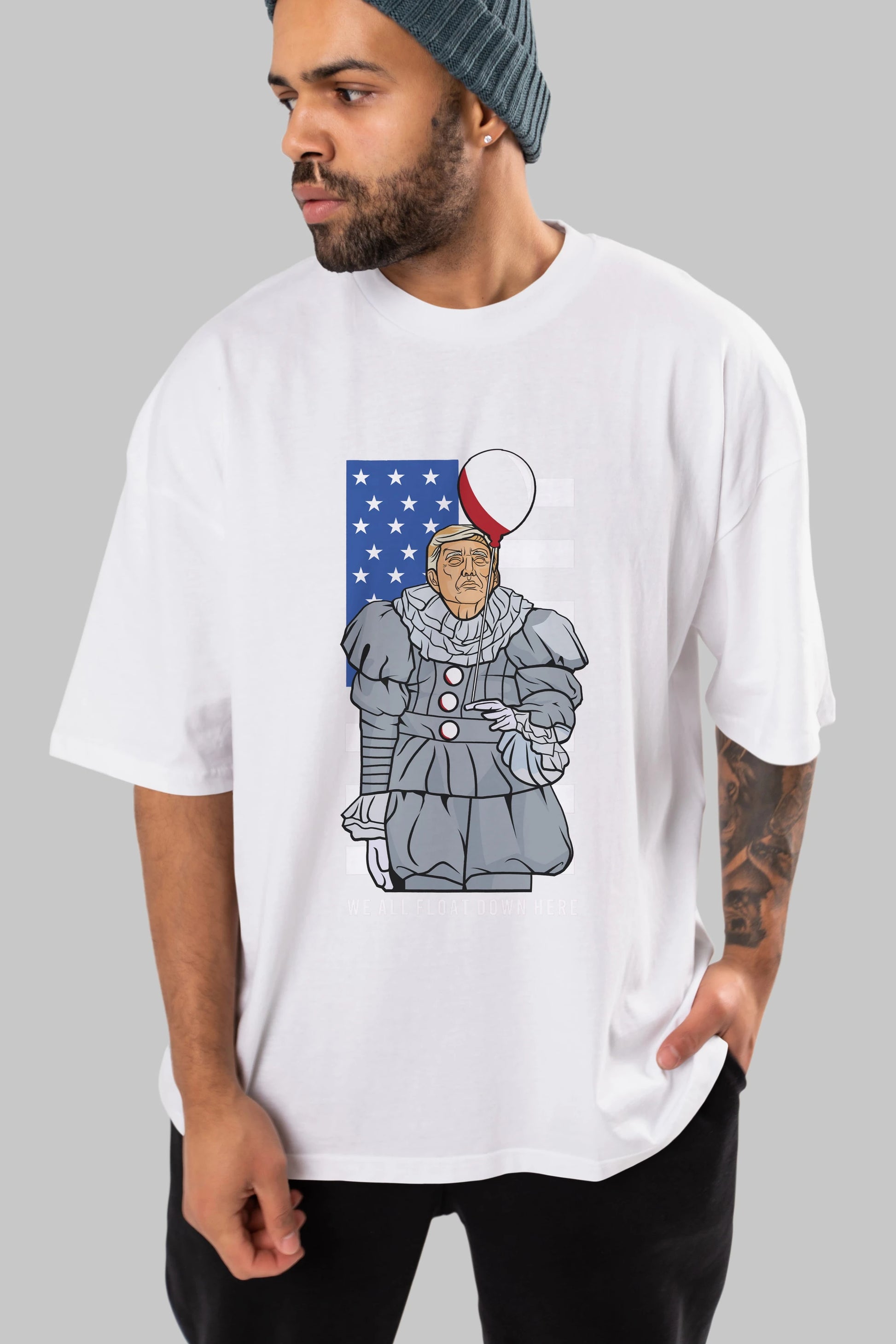 It Trump Ön Baskılı Oversize t-shirt Erkek Kadın Unisex %100 Pamuk tişort