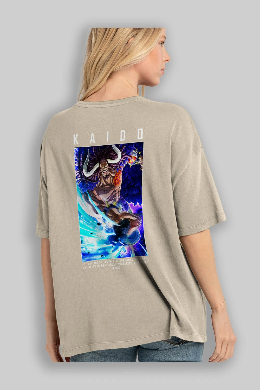 Kaido 2 Anime Arka Baskılı Oversize t-shirt Erkek Kadın Unisex %100 pamuk tişort