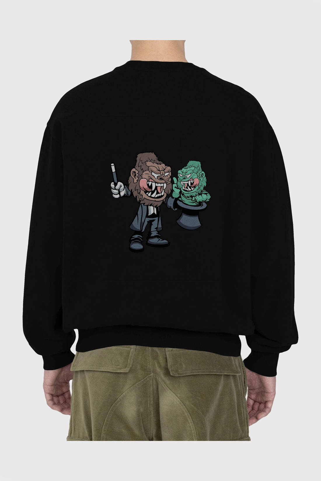 Gorilla Magician Arka Baskılı Oversize Sweatshirt Erkek Kadın Unisex