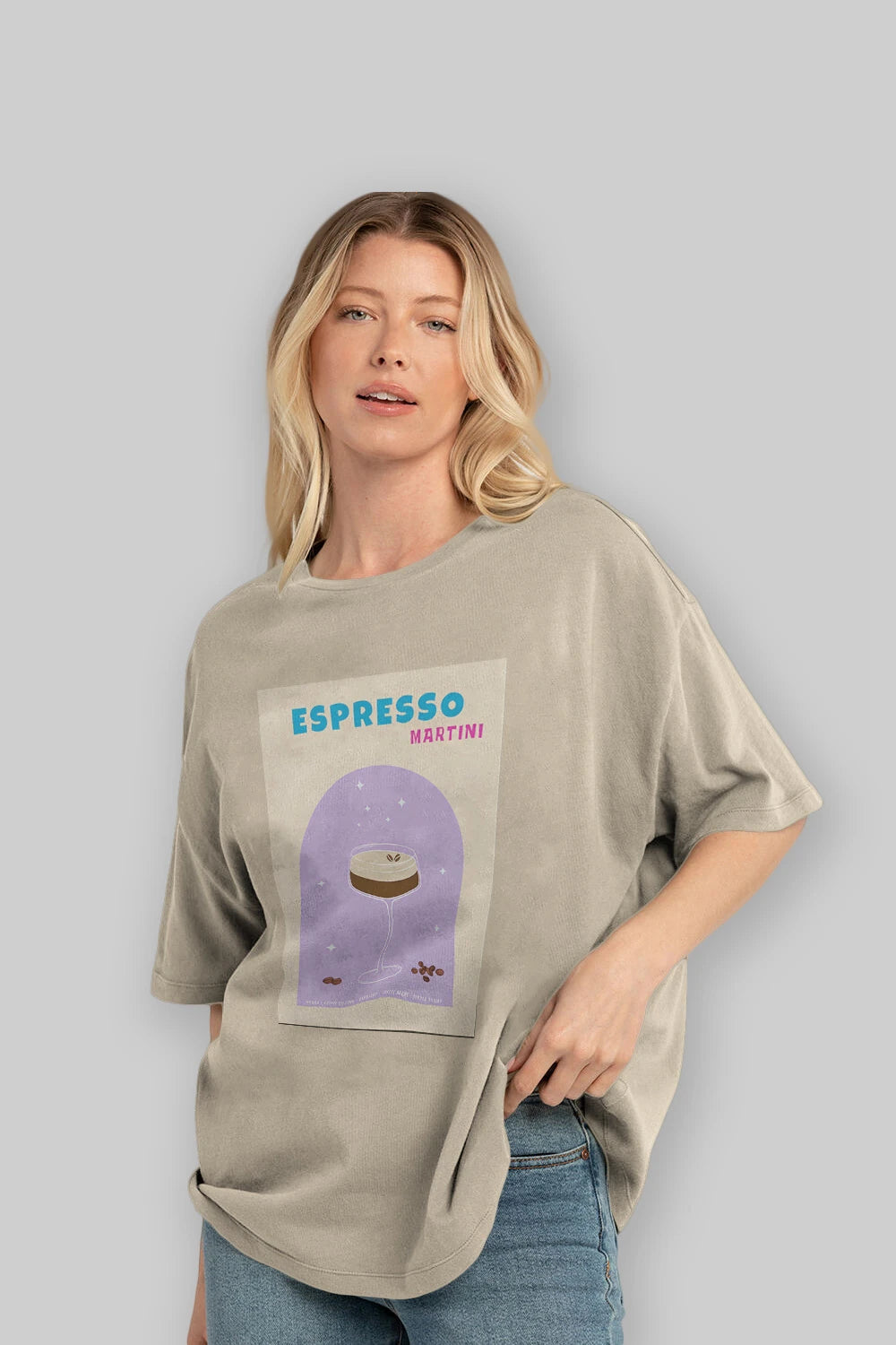 Espresso Martini 5 Ön Baskılı Oversize t-shirt Erkek Kadın Unisex %100 Pamuk Bisiklet Yaka tişort