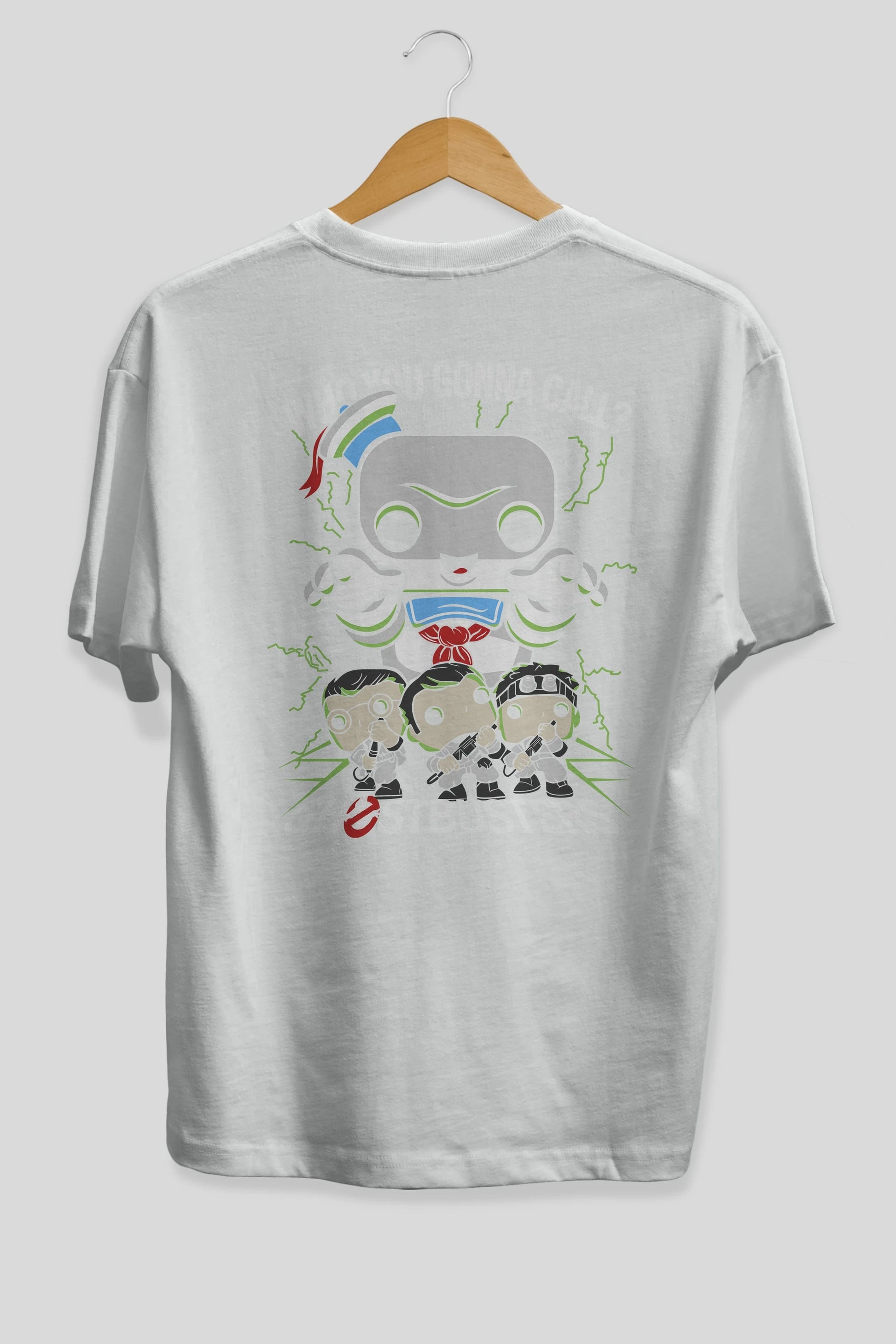 Ghostbusters Arka Baskılı Oversize t-shirt Erkek Kadın Unisex %100 Pamuk Bisiklet Yaka tişort