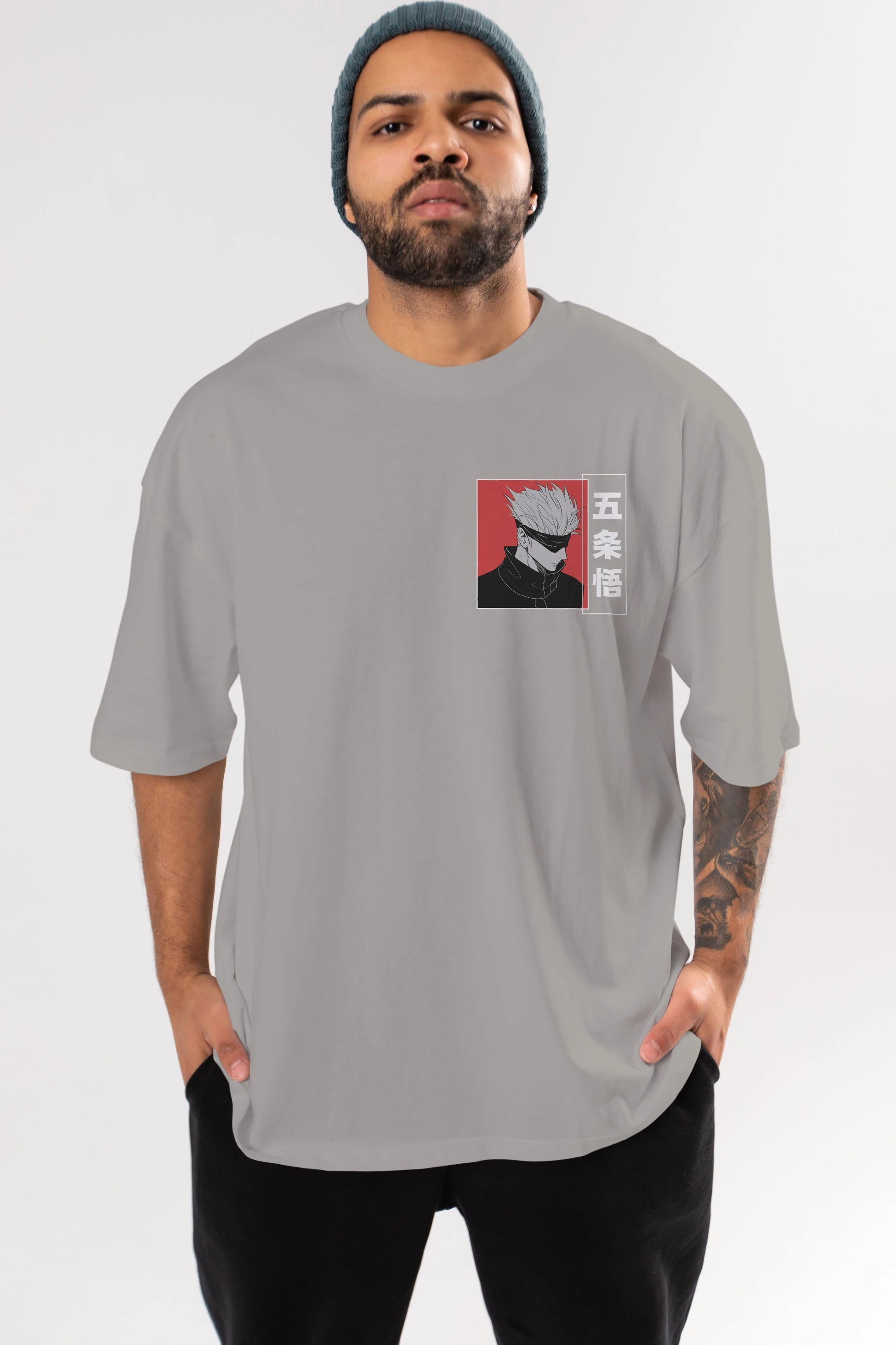 JUJUTSU KAISEN 2 Ön Sol Baskılı Oversize t-shirt Erkek Kadın Unisex %100 Pamuk Bisiklet Yaka tişort