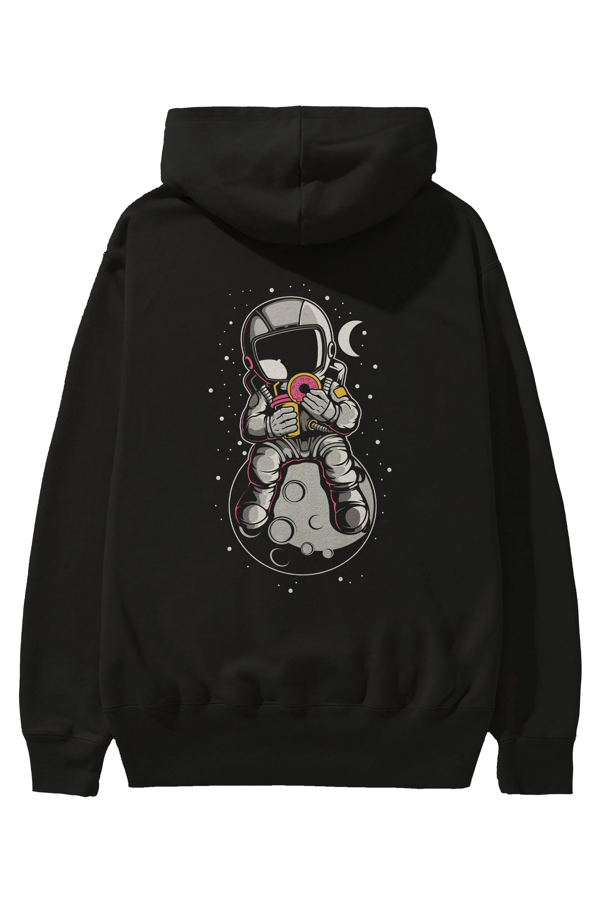 Astronaut Donuts Arka Baskılı Hoodie Oversize Kapüşonlu Sweatshirt Erkek Kadın Unisex