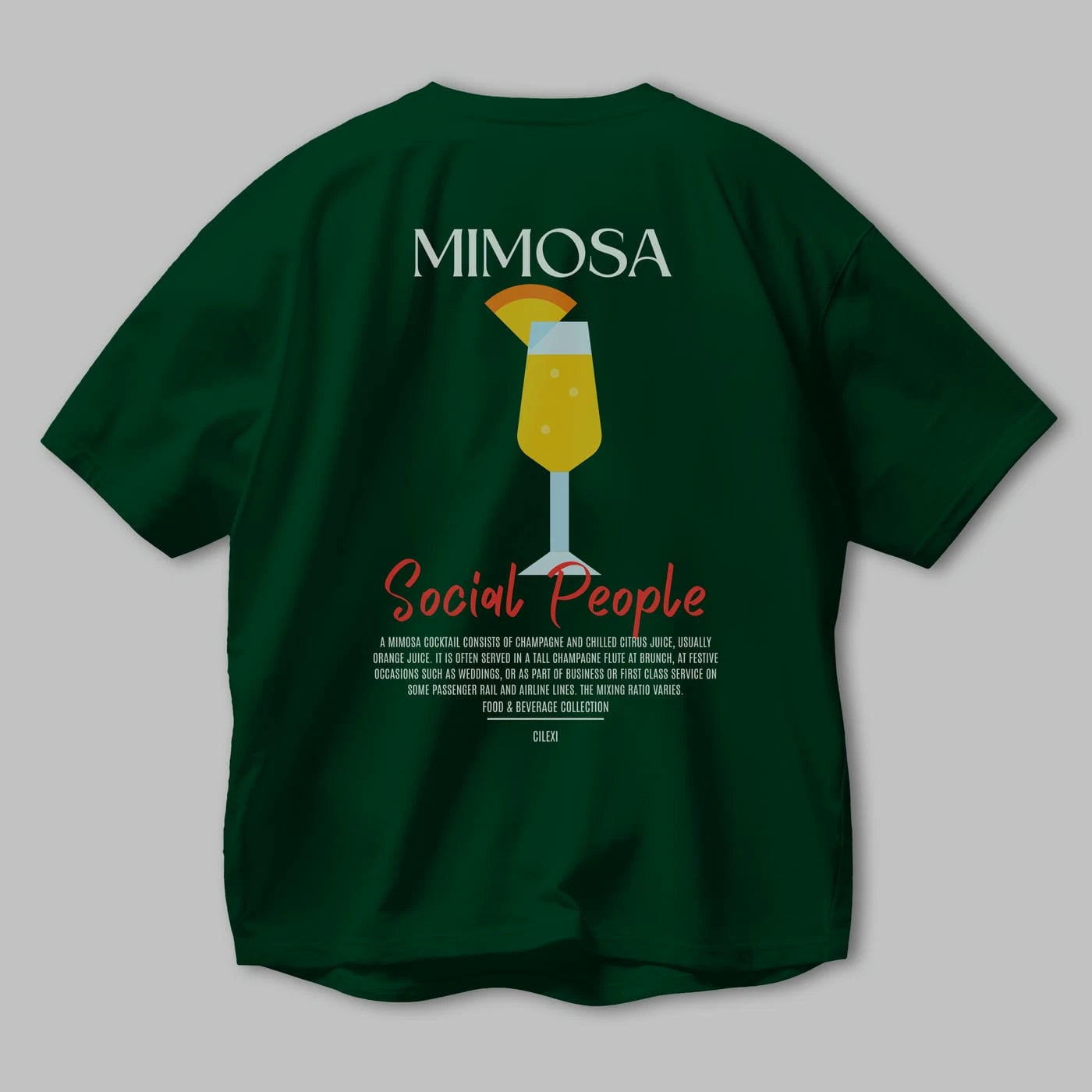 Mimosa Kokteyl Serisi Baskılı Oversize t-shirt Erkek Kadın Unisex %100 Pamuk Bisiklet Yaka tişort