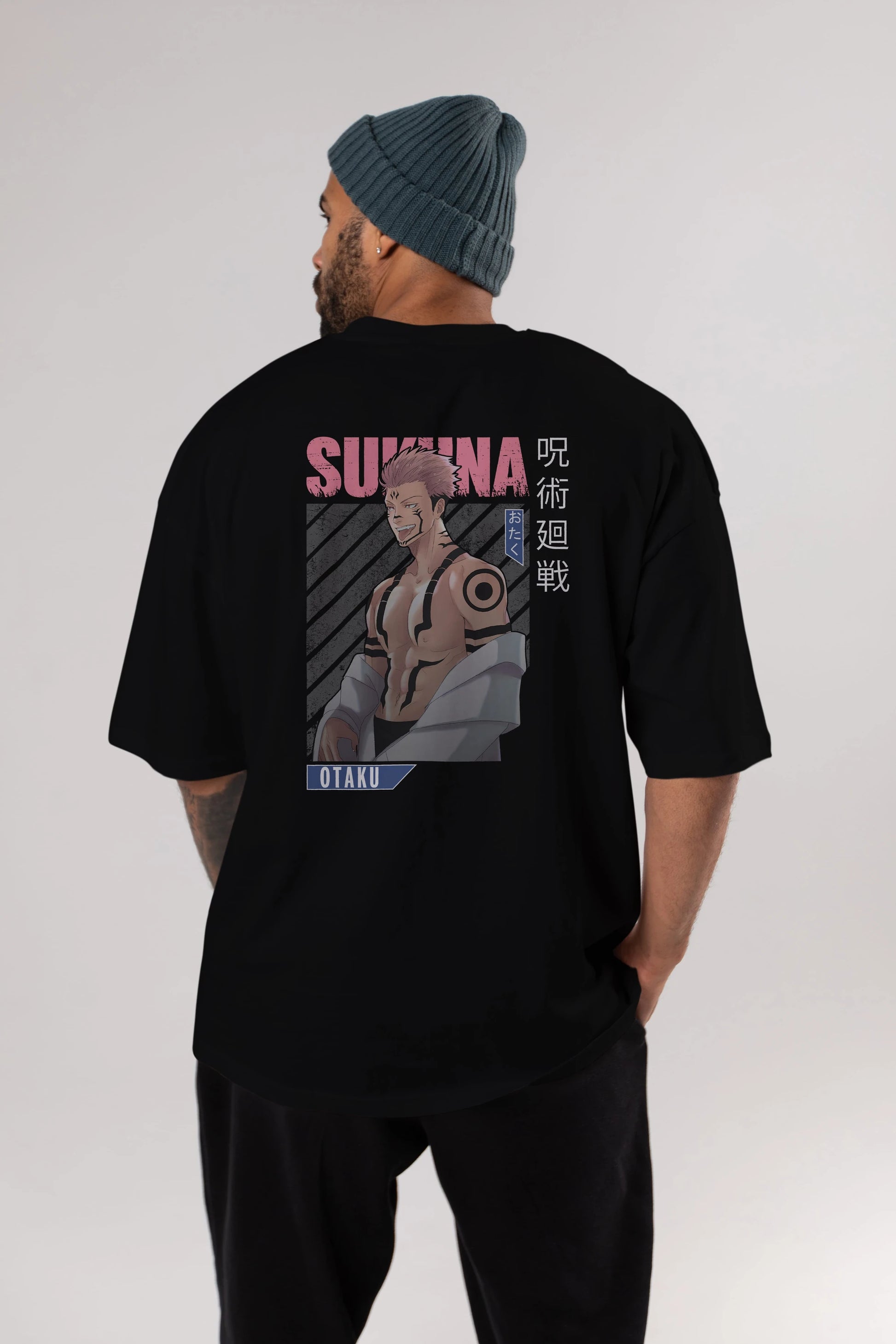 Sukuna Ryoumen Anime Arka Baskılı Oversize t-shirt Erkek Kadın Unisex