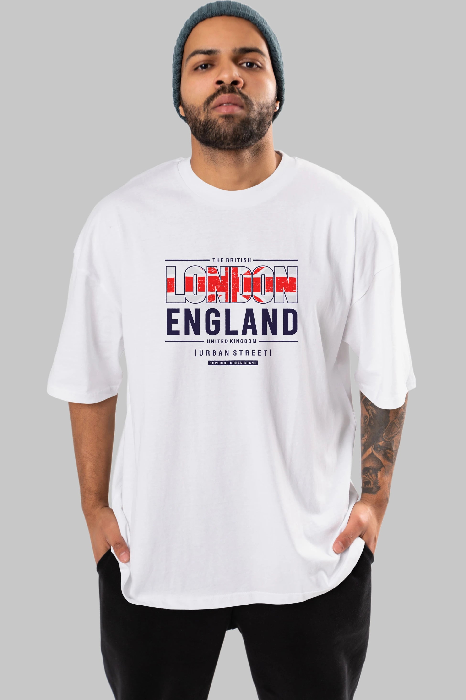 London England 2 Ön Baskılı Oversize t-shirt Erkek Kadın Unisex