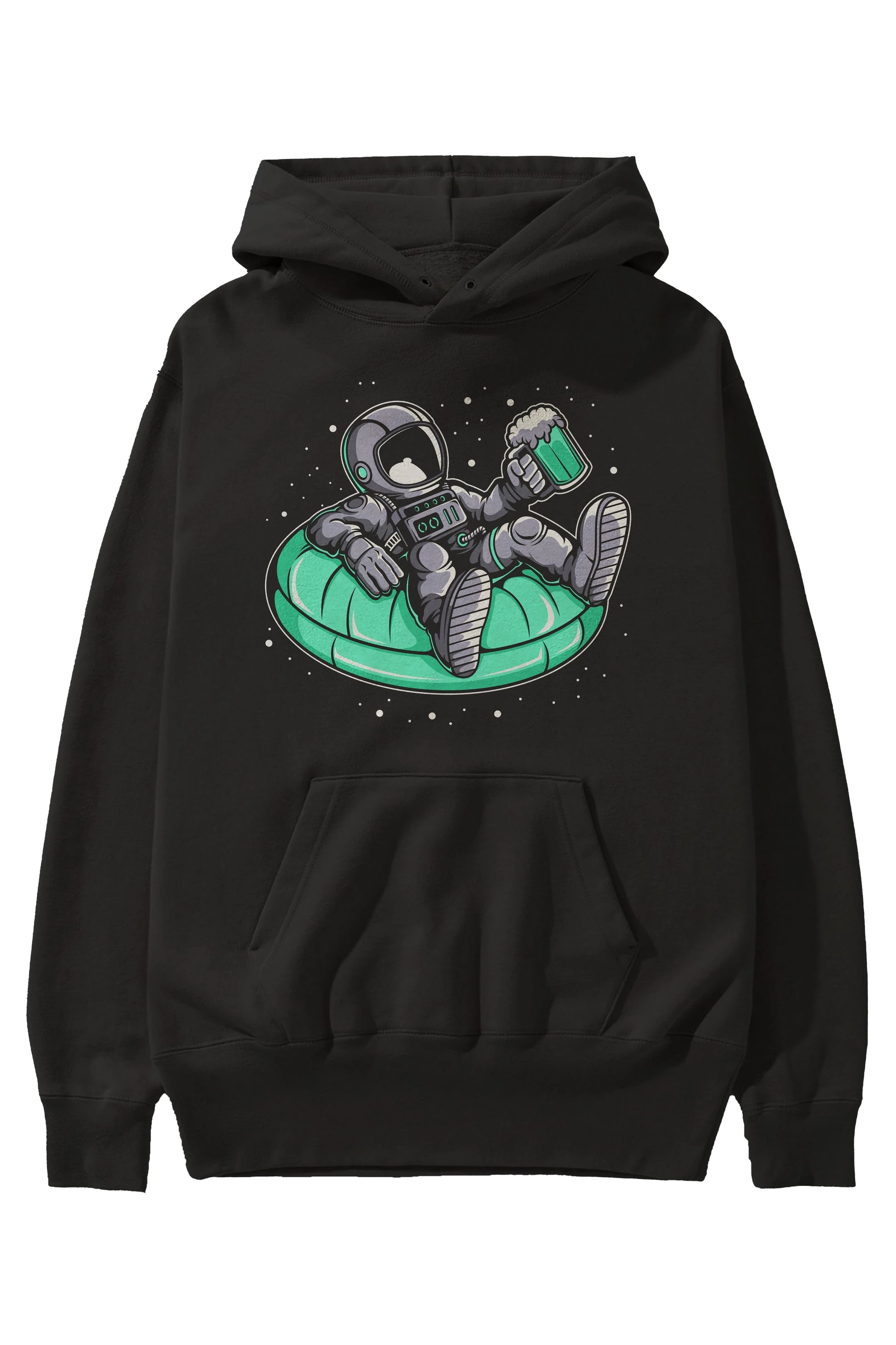 Astronaut Pool Float Ön Baskılı Hoodie Oversize Kapüşonlu Sweatshirt Erkek Kadın Unisex