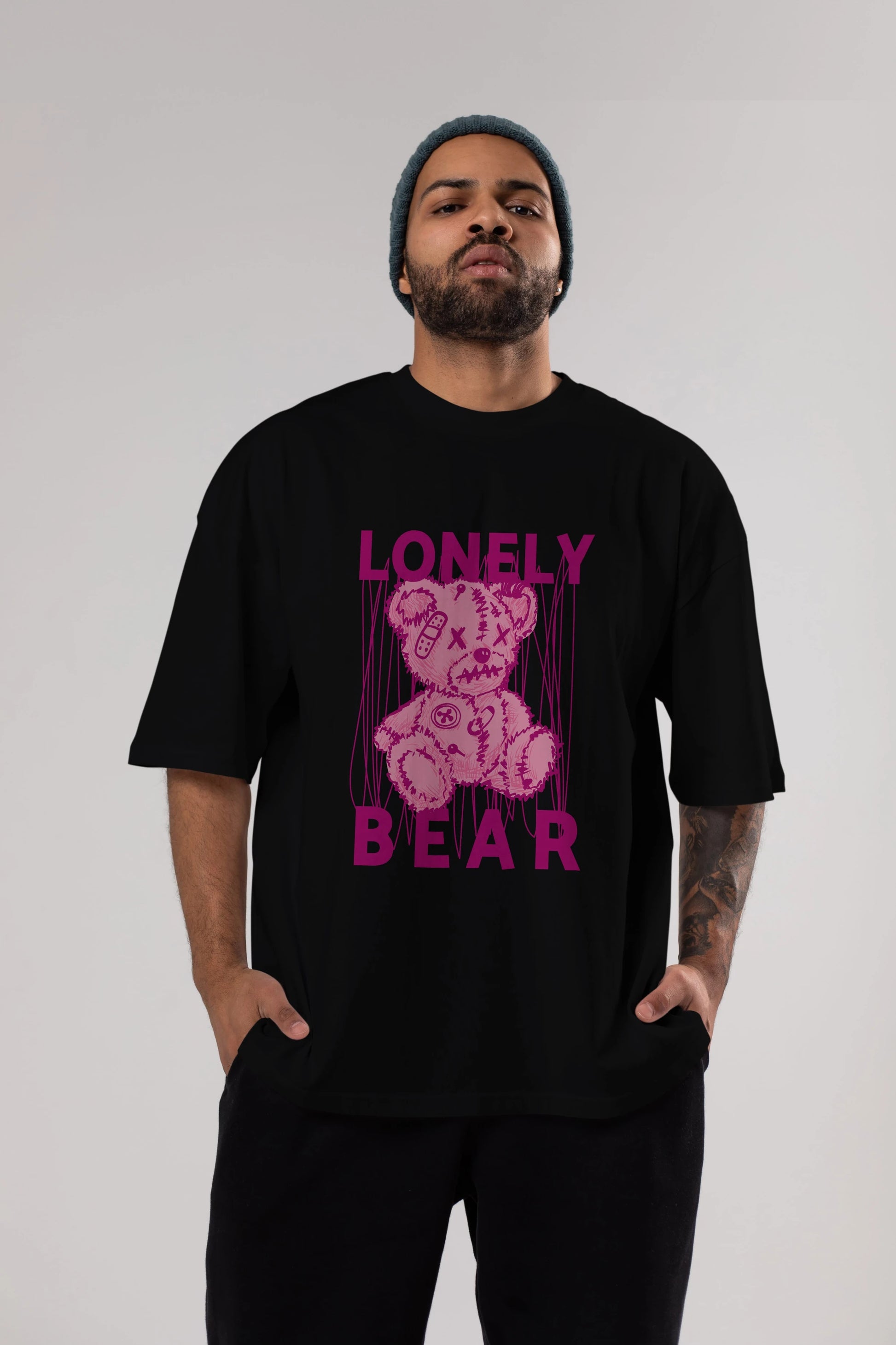 Lonely Bear Ön Baskılı Oversize t-shirt Erkek Kadın Unisex