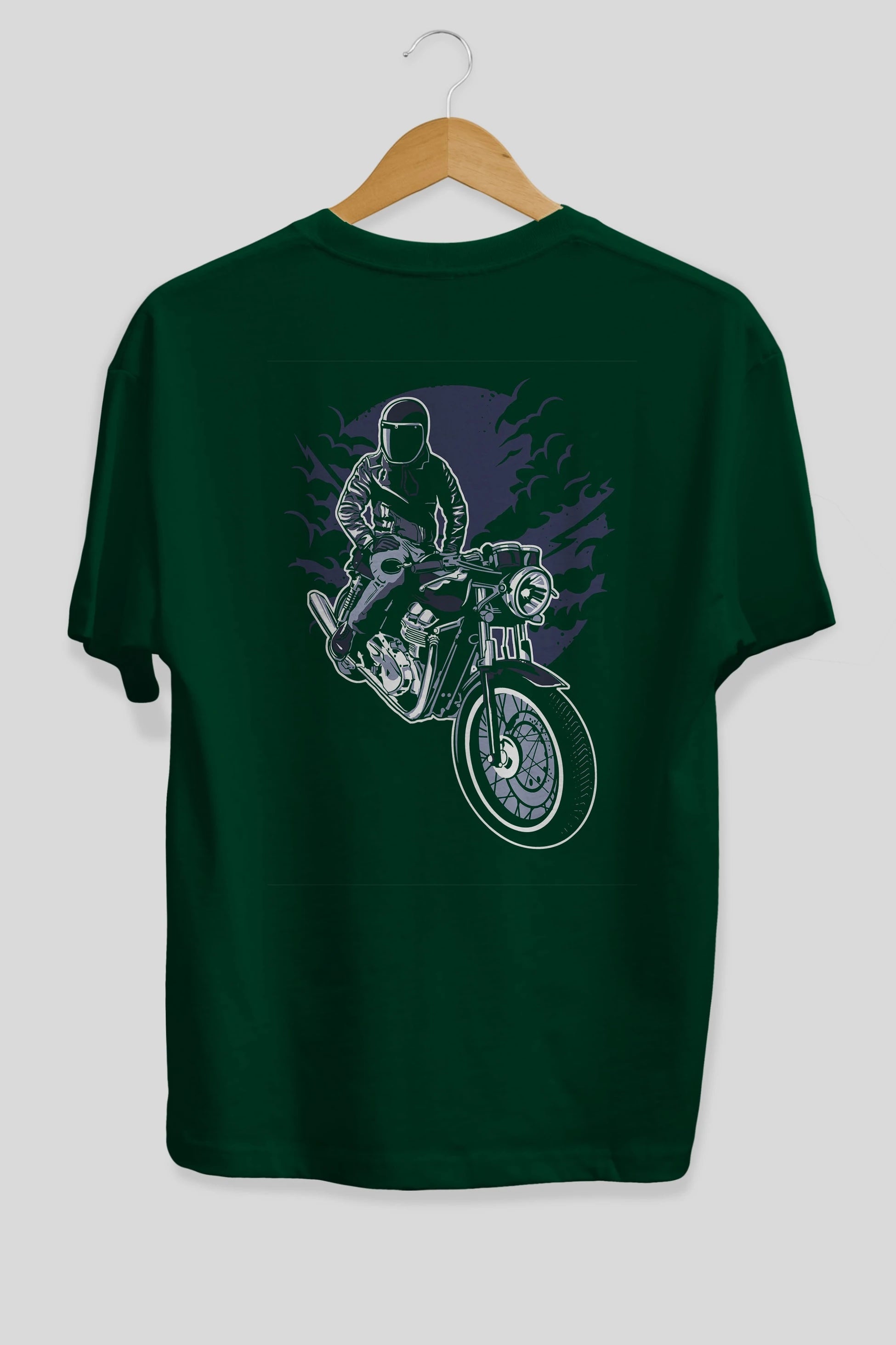 Night Rider Arka Baskılı Oversize t-shirt Erkek Kadın Unisex %100 Pamuk