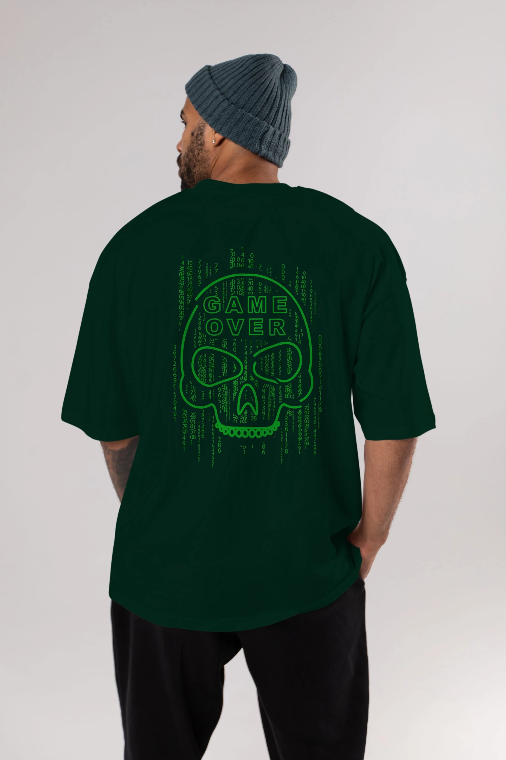 Game Over Arka Baskılı Oversize t-shirt Erkek Kadın Unisex