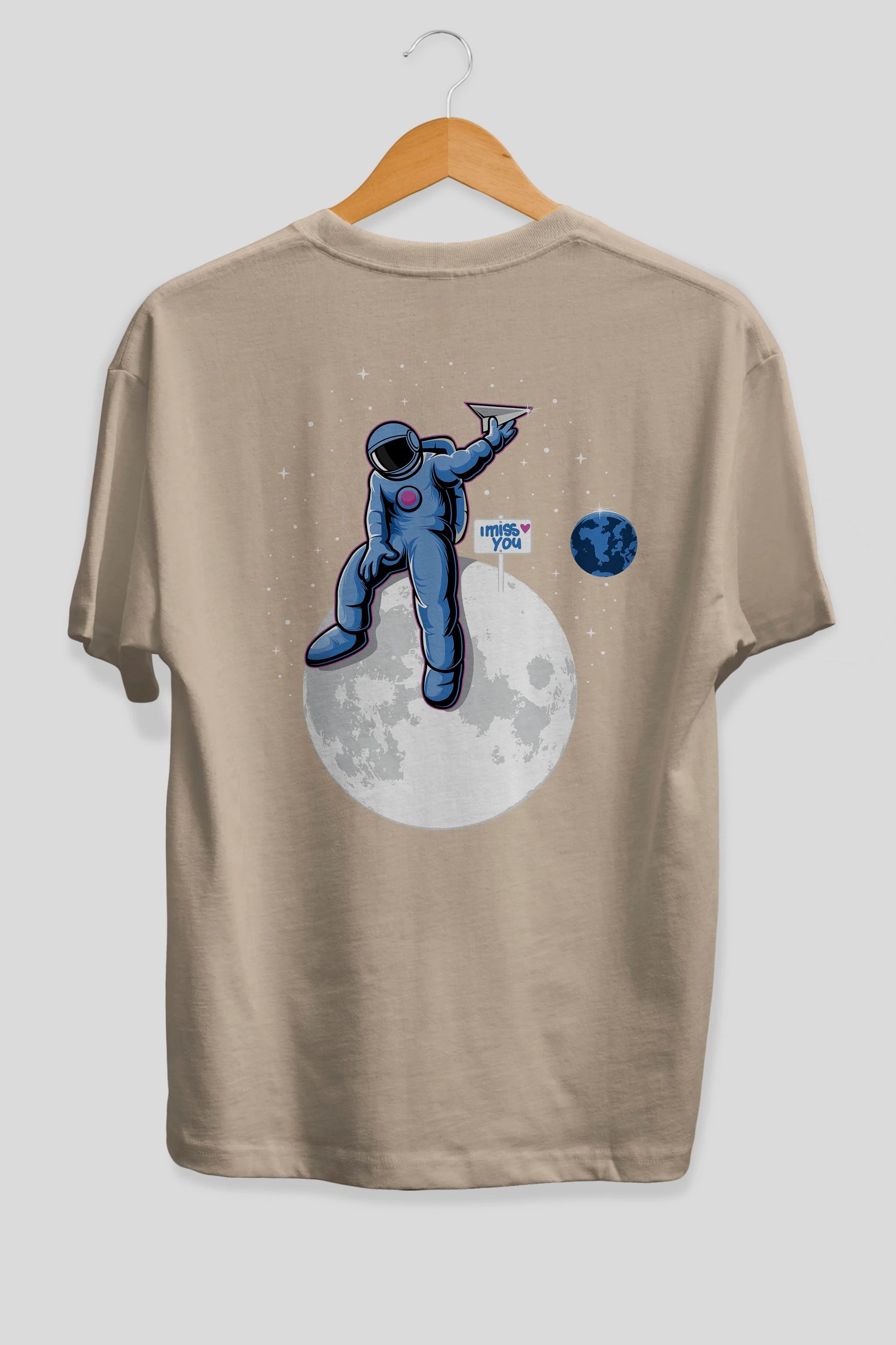 Astro Missing Earth Arka Baskılı Oversize t-shirt Erkek Kadın Unisex