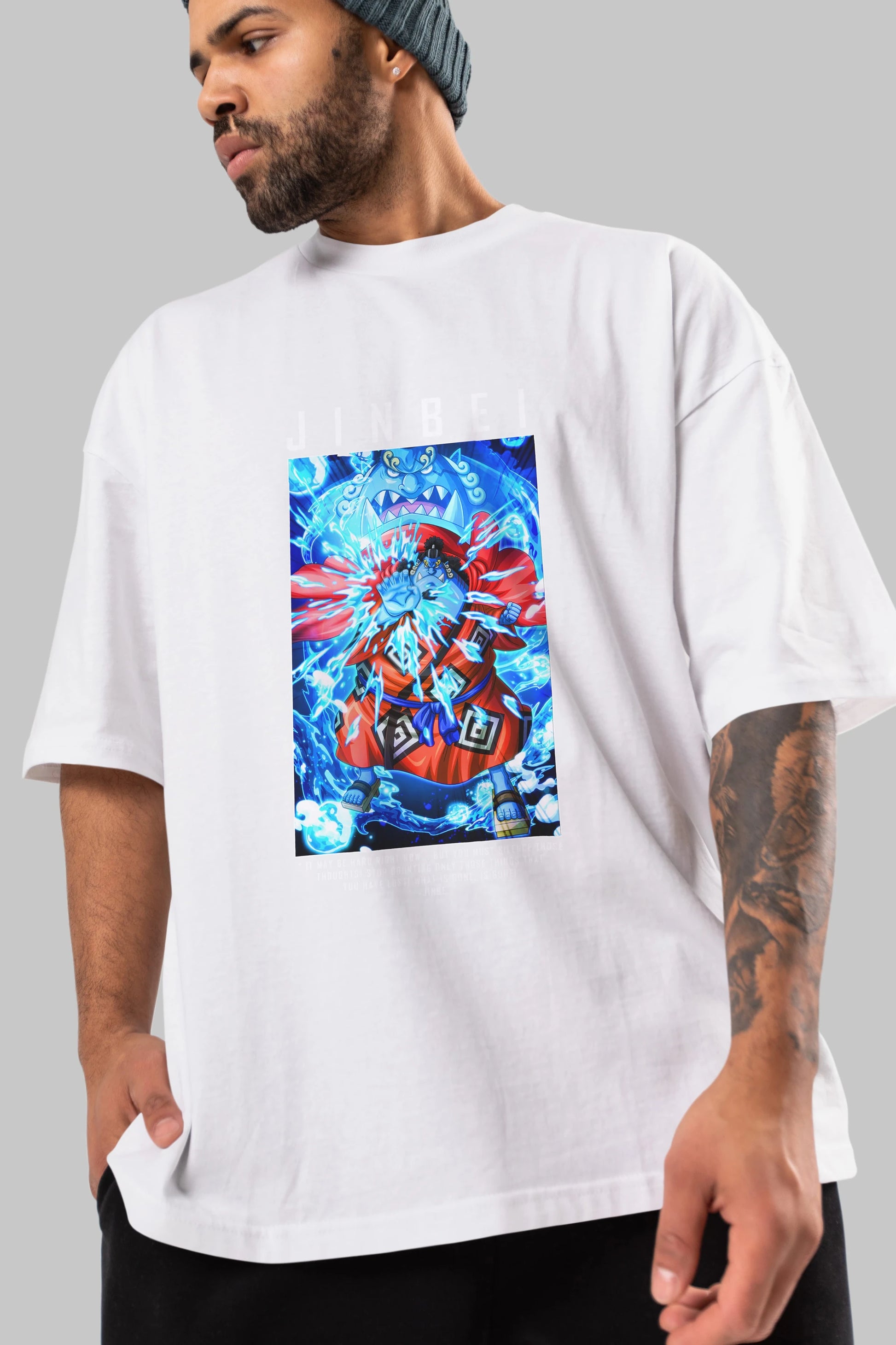Jinbei Anime Ön Baskılı Oversize t-shirt Erkek Kadın Unisex