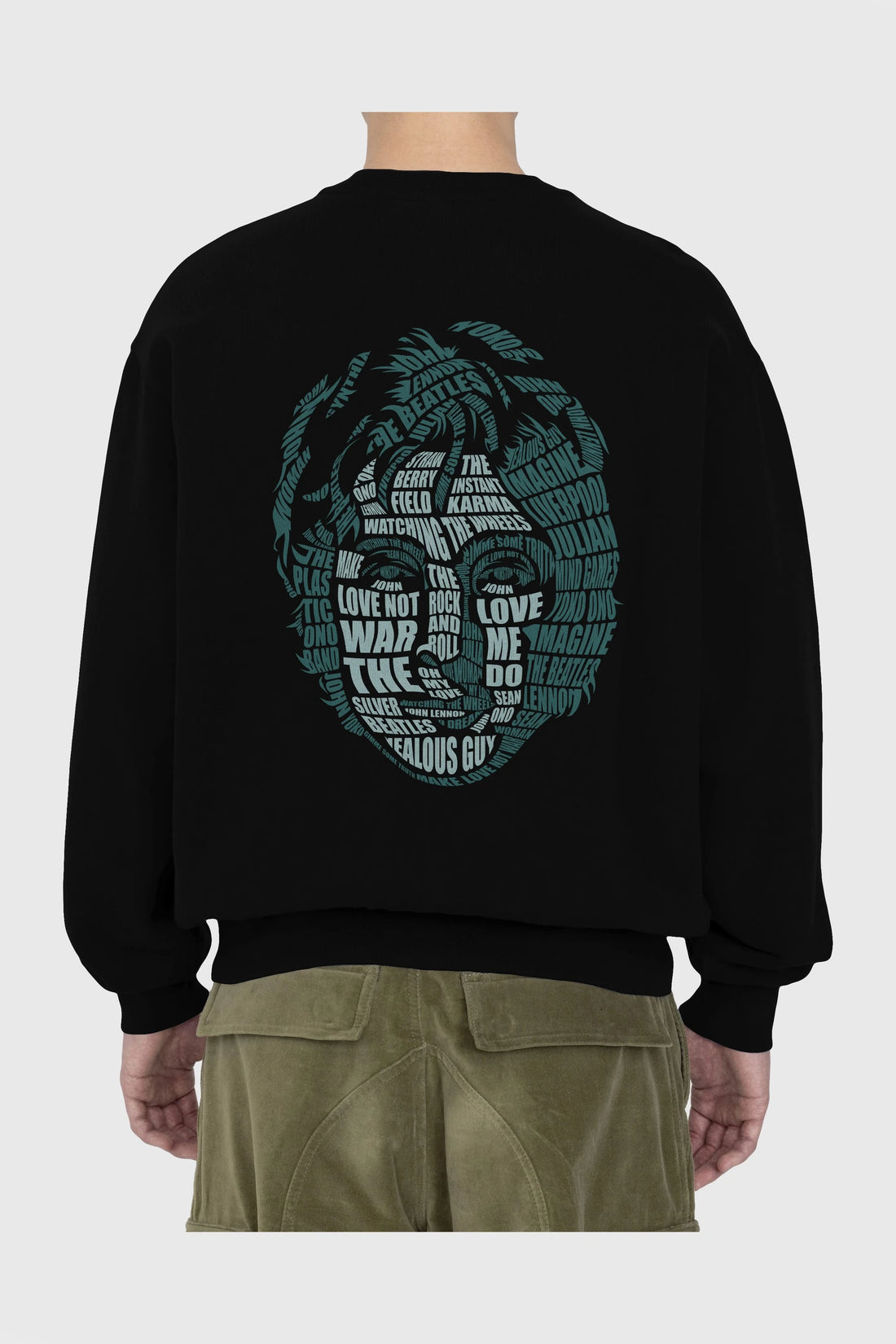 John Lennon Calligram Arka Baskılı Oversize Sweatshirt Erkek Kadın Unisex