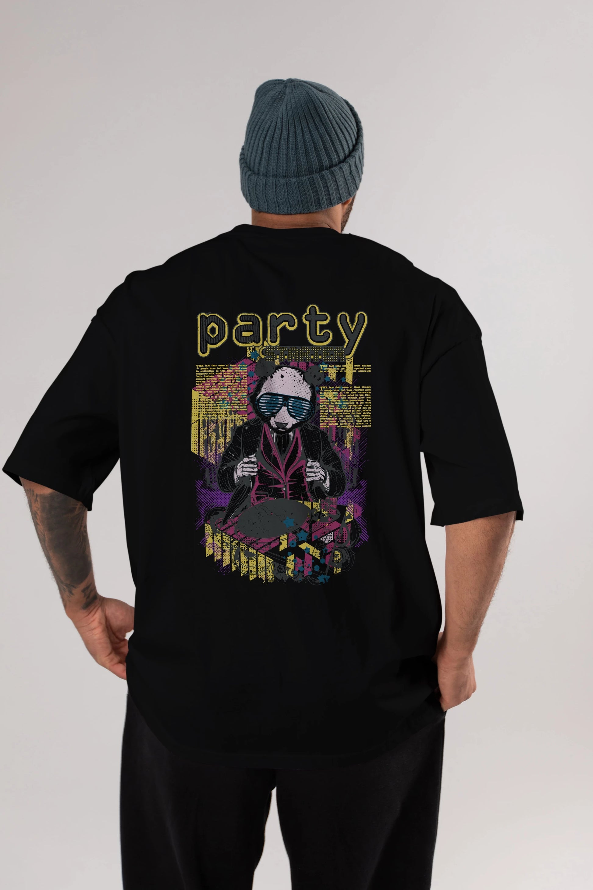 Party Starter Arka Baskılı Oversize t-shirt Erkek Kadın Unisex