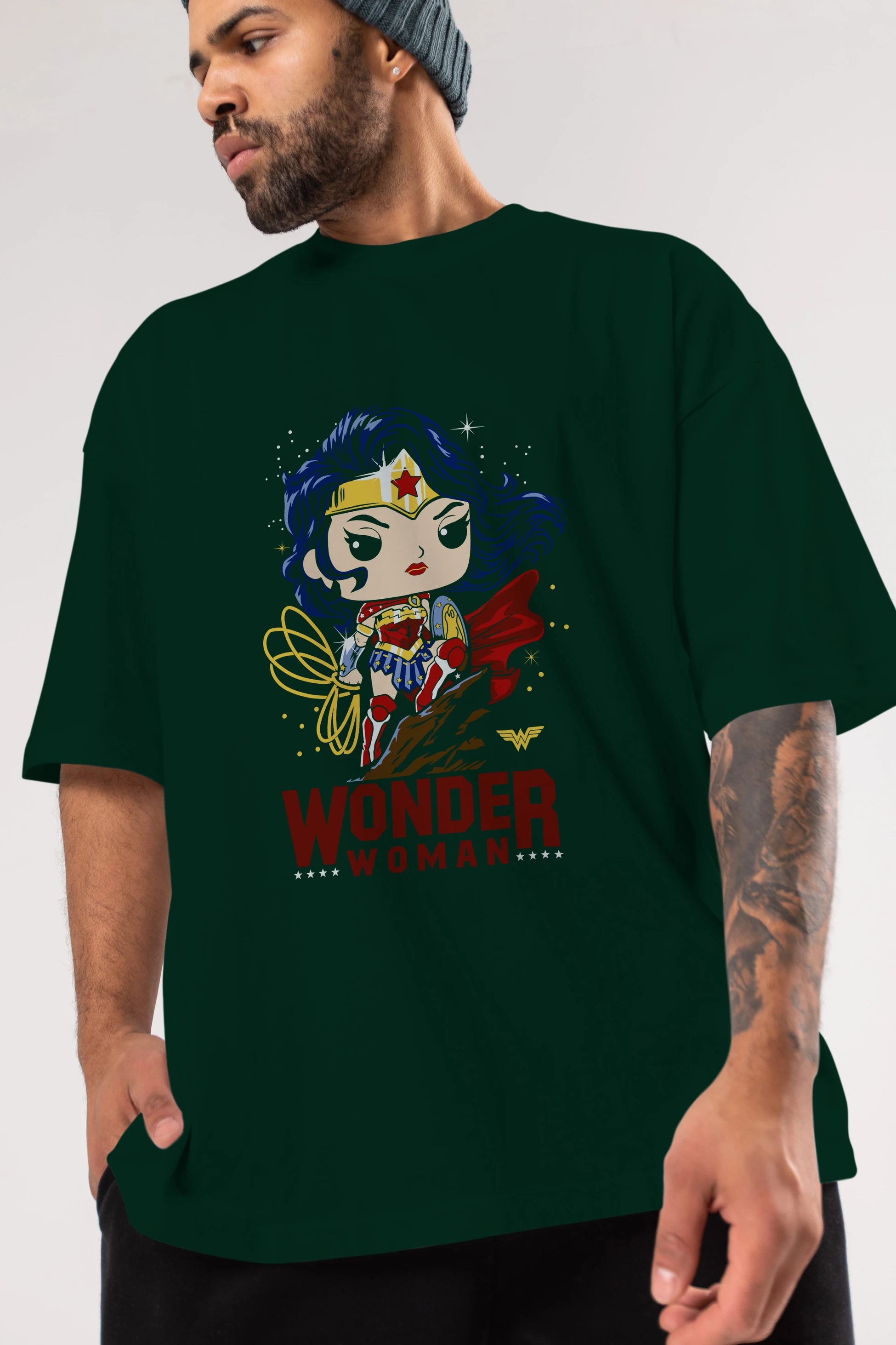 Wonder Woman (2) Ön Baskılı Oversize t-shirt Erkek Kadın Unisex %100 Pamuk Bisiklet Yaka tişort