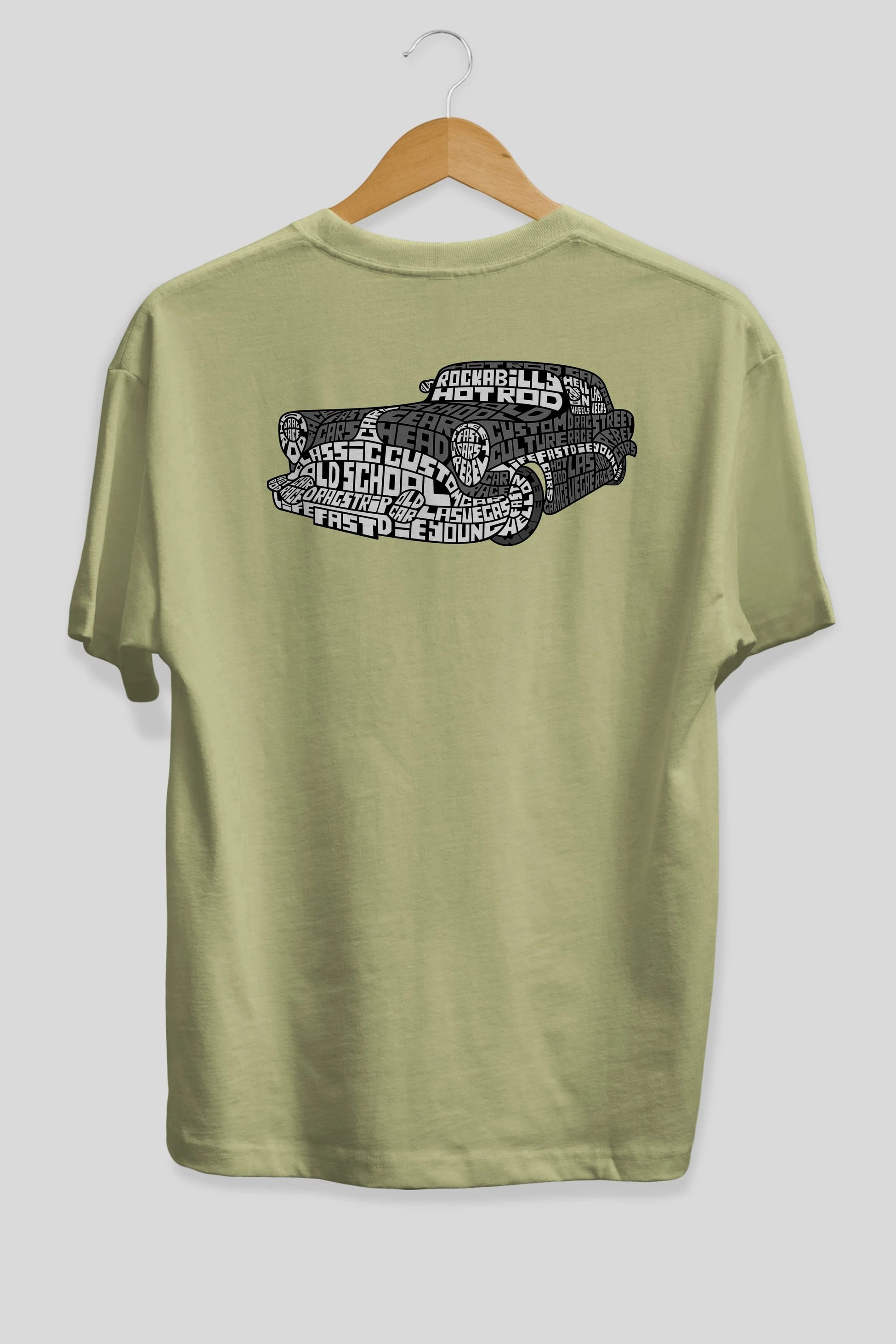 Hotrod Arka Baskılı Oversize t-shirt %100 pamuk Erkek Kadın Unisex
