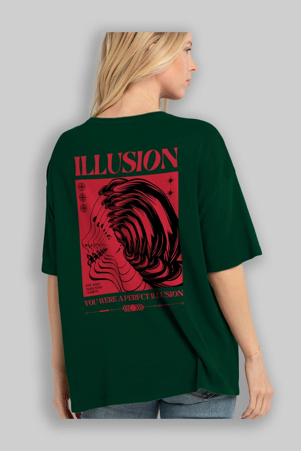 Illusion Streetwear Arka Baskılı Oversize t-shirt Erkek Kadın Unisex