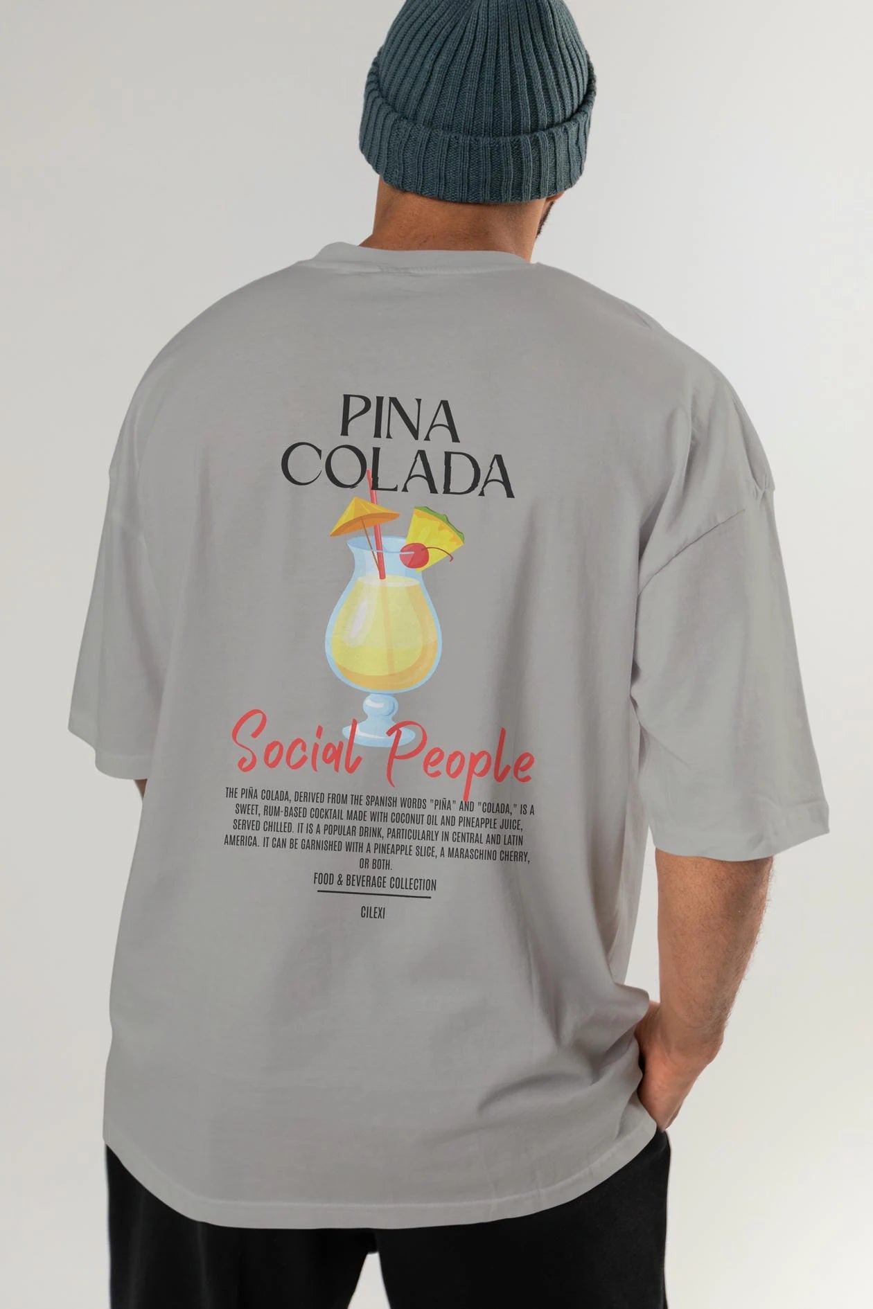 Pına Colada Kokteyl Serisi Baskılı Oversize t-shirt Erkek Kadın Unisex %100 Pamuk Bisiklet Yaka tişort